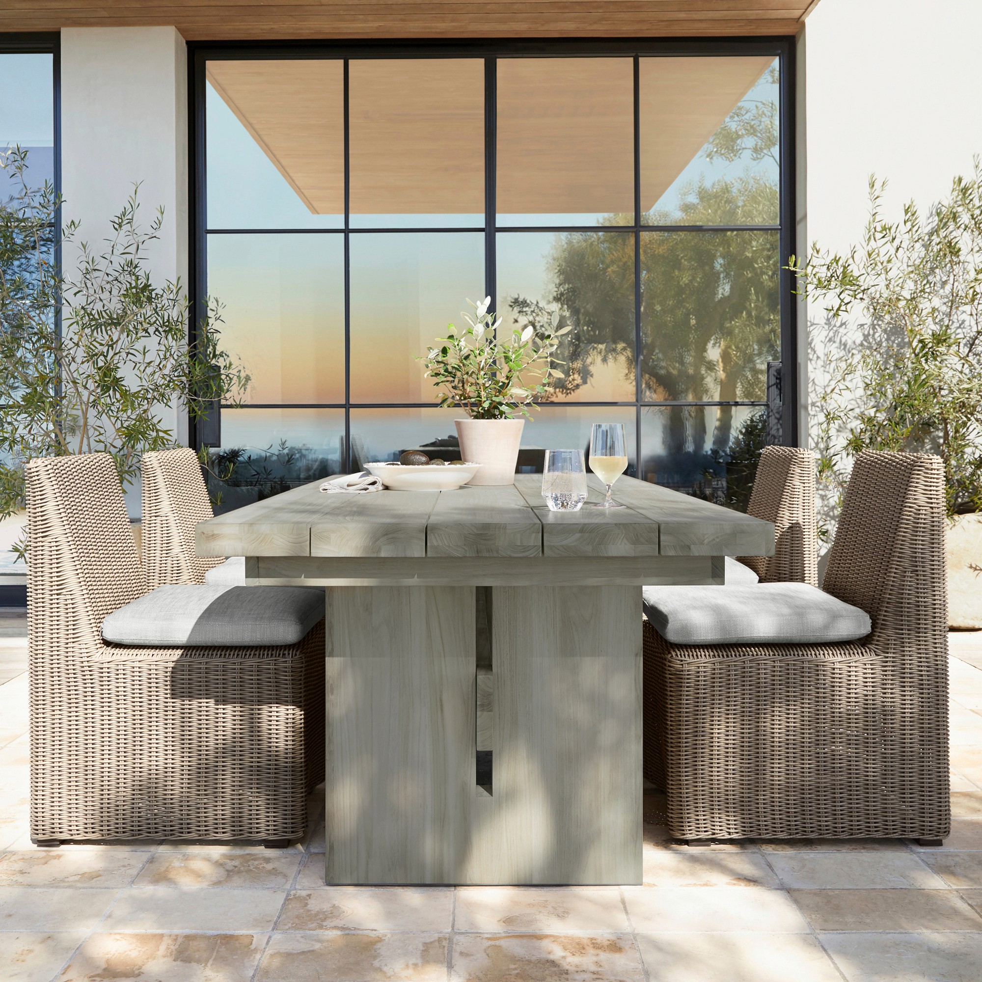 San Clemente Outdoor Grey Teak Rectangular Dining Table (84)
