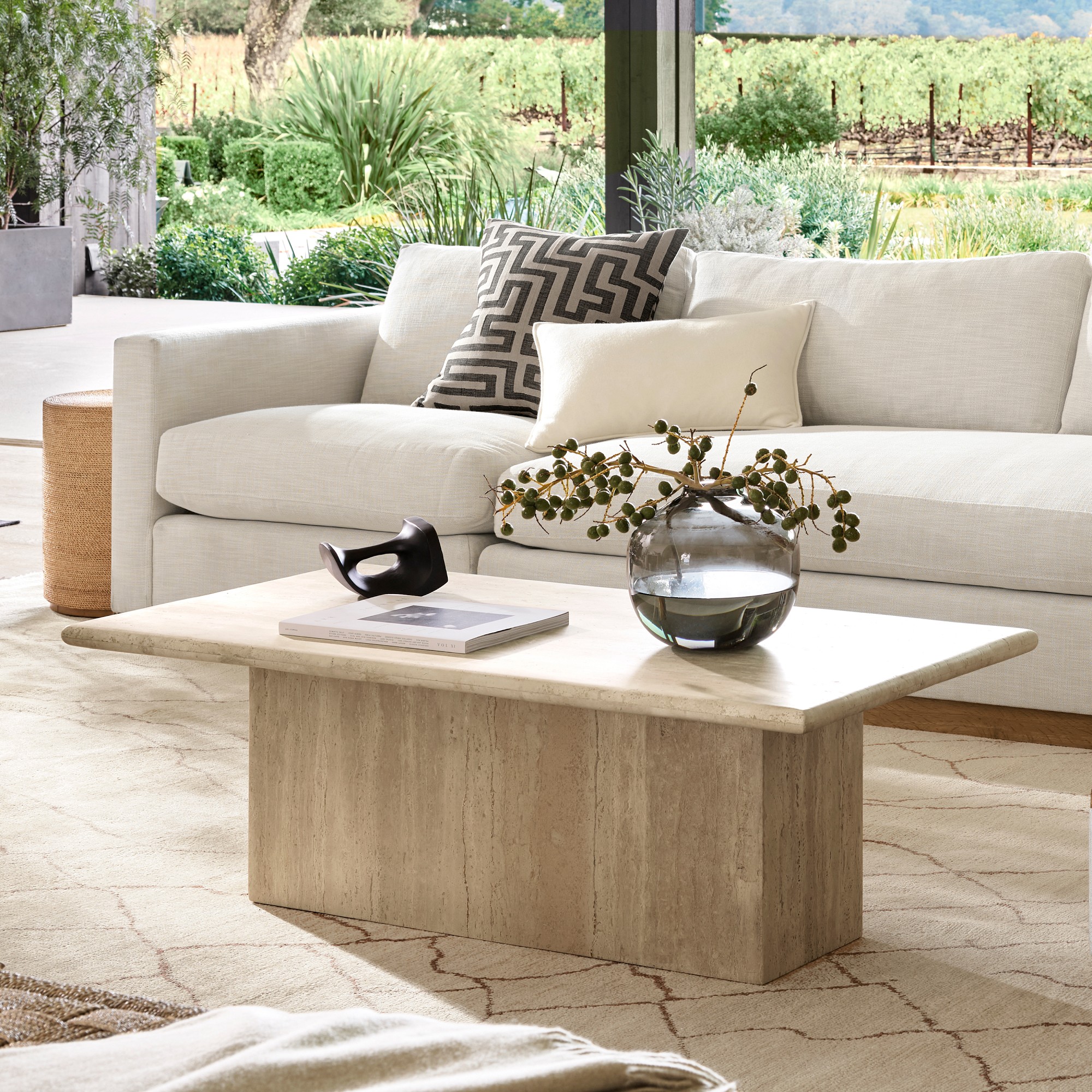 Ortega Travertine Rectangular Coffee Table (48 )