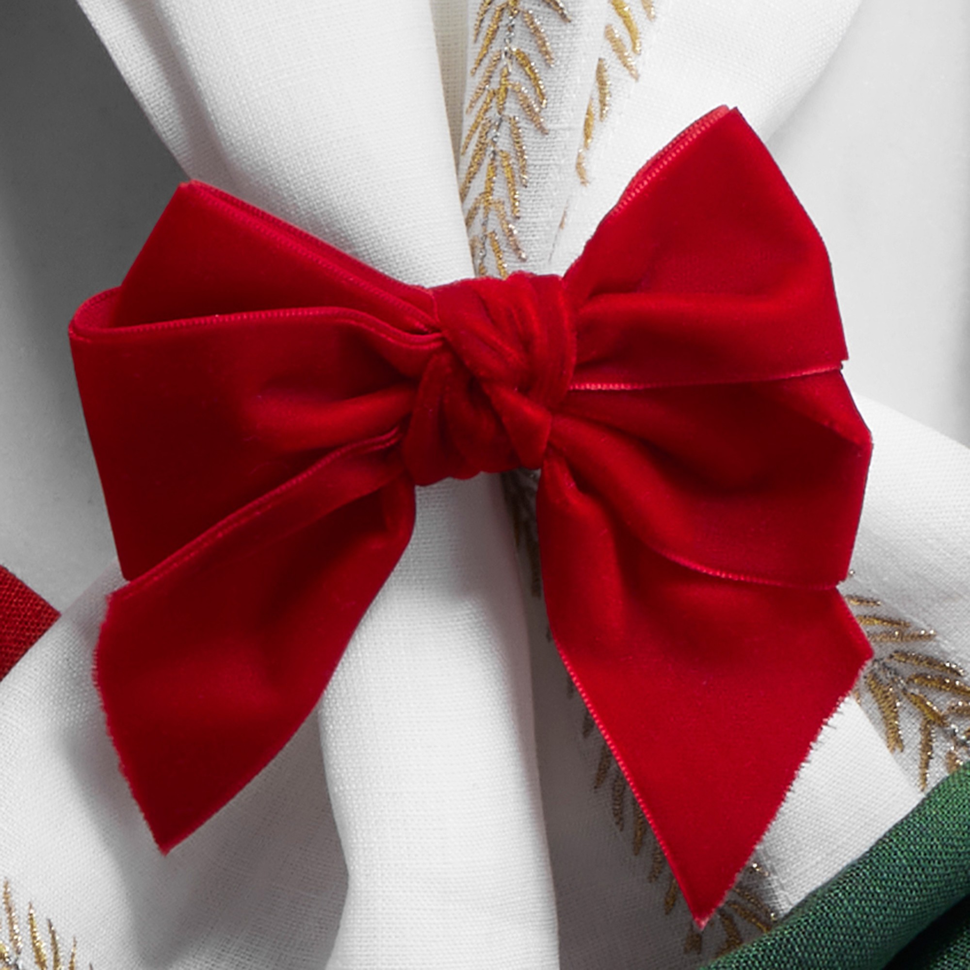 Velvet Bow Napkin Rings, Set of 4