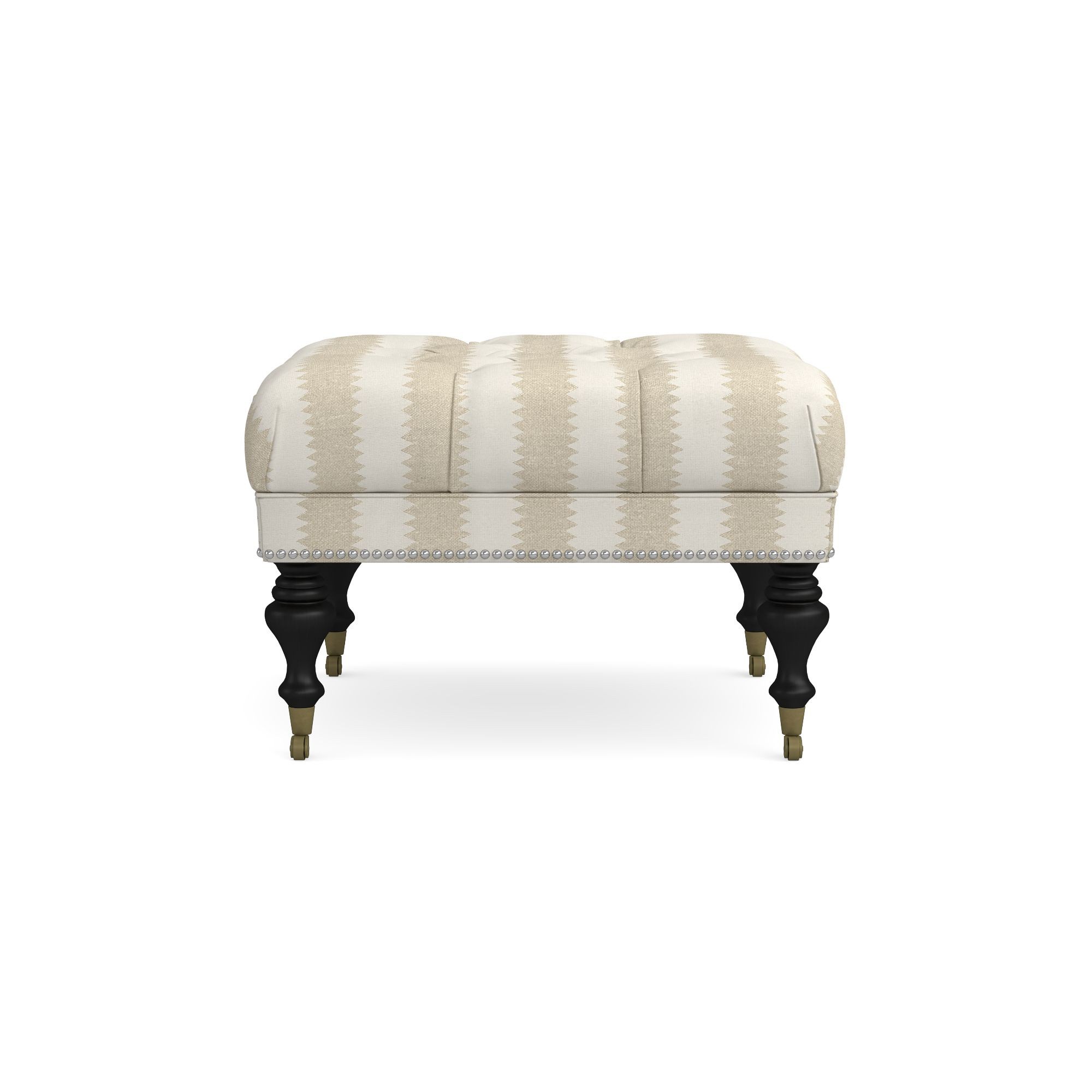Sanderson x Giles Deacon Fairfax Bench Ottoman, Turned Leg with Tufted Top (26-61)