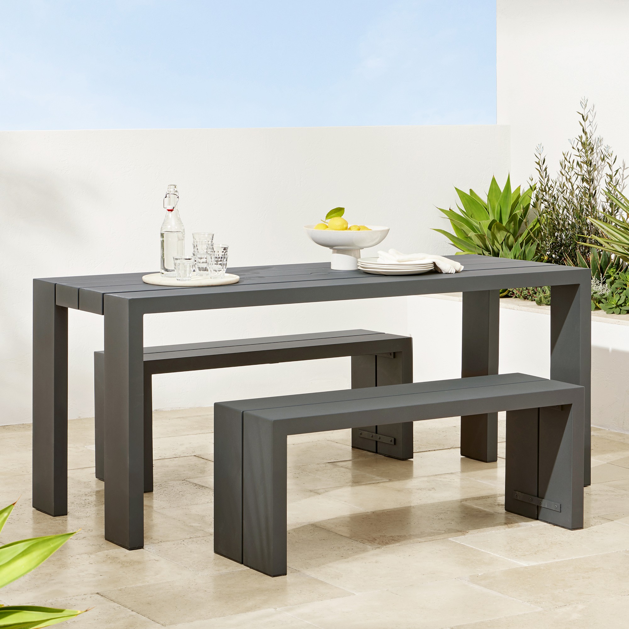 Larnaca Outdoor Metal Dining Bench (46-65)