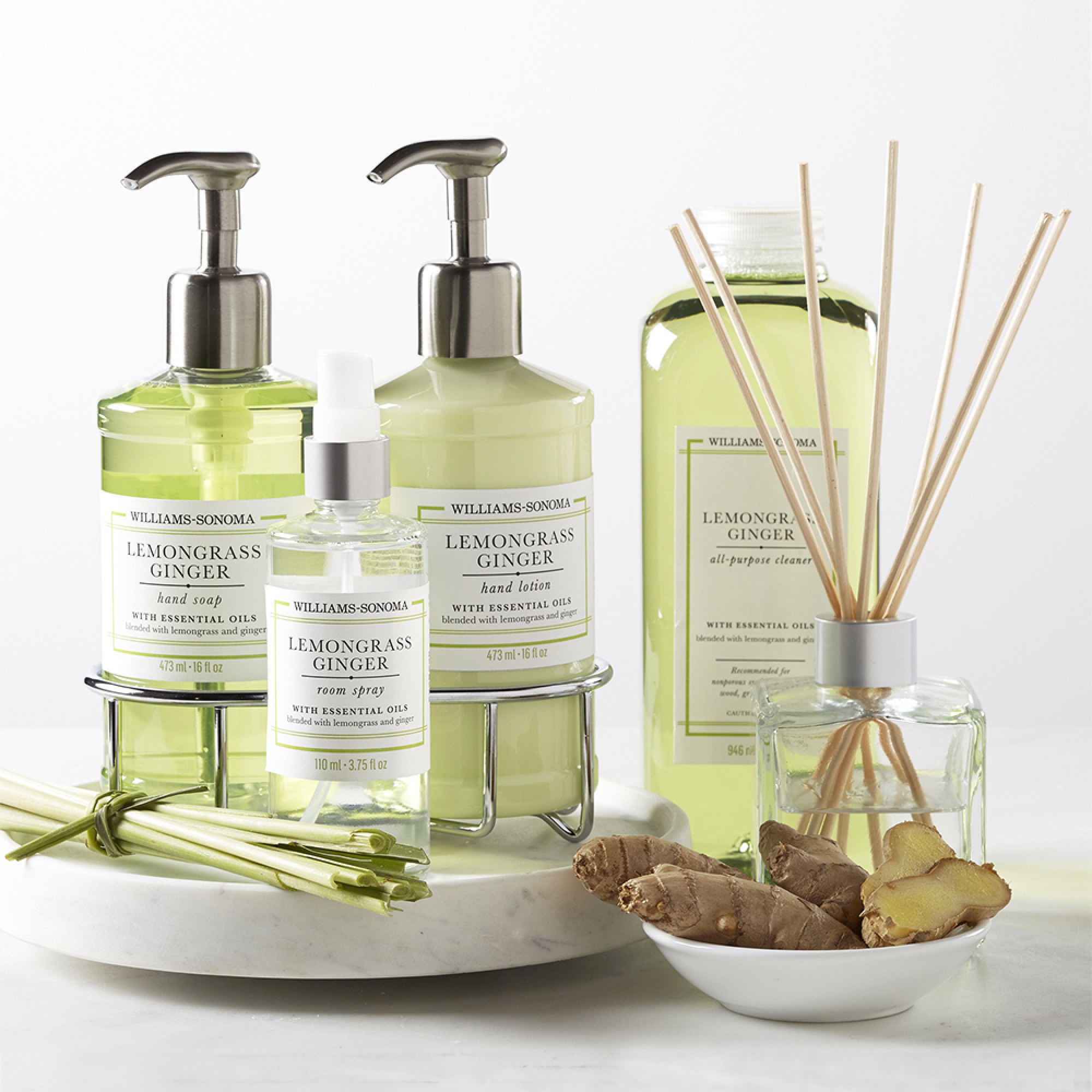 Williams Sonoma Lemongrass Ginger Hand Soap & Dish Soap 3-Piece Kitchen Set