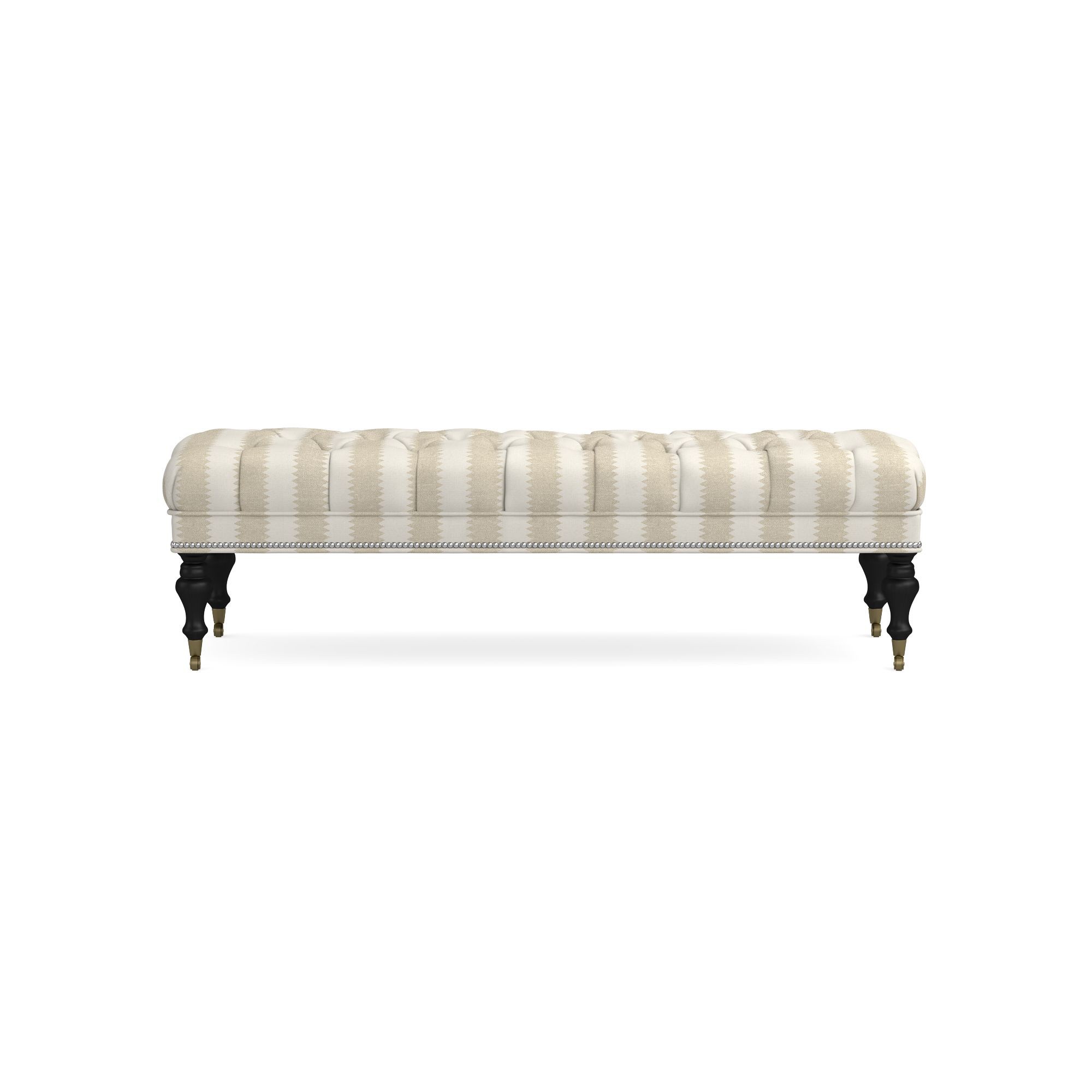 Sanderson x Giles Deacon Fairfax Bench Ottoman, Turned Leg with Tufted Top (26-61)