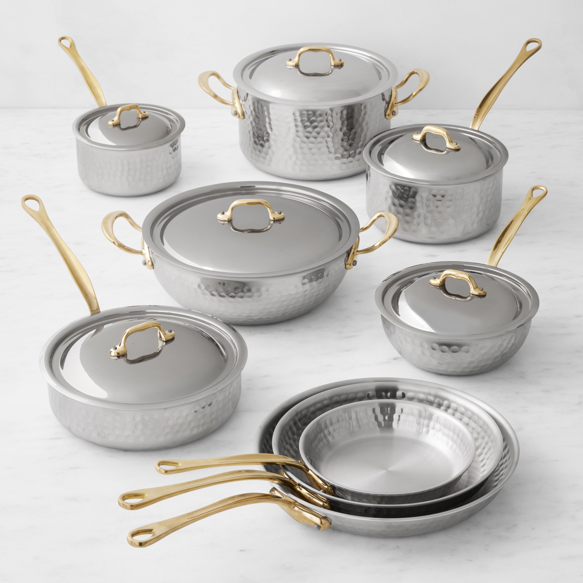 Mauviel M'Elite B Hammered Stainless-Steel 15-Piece Set
