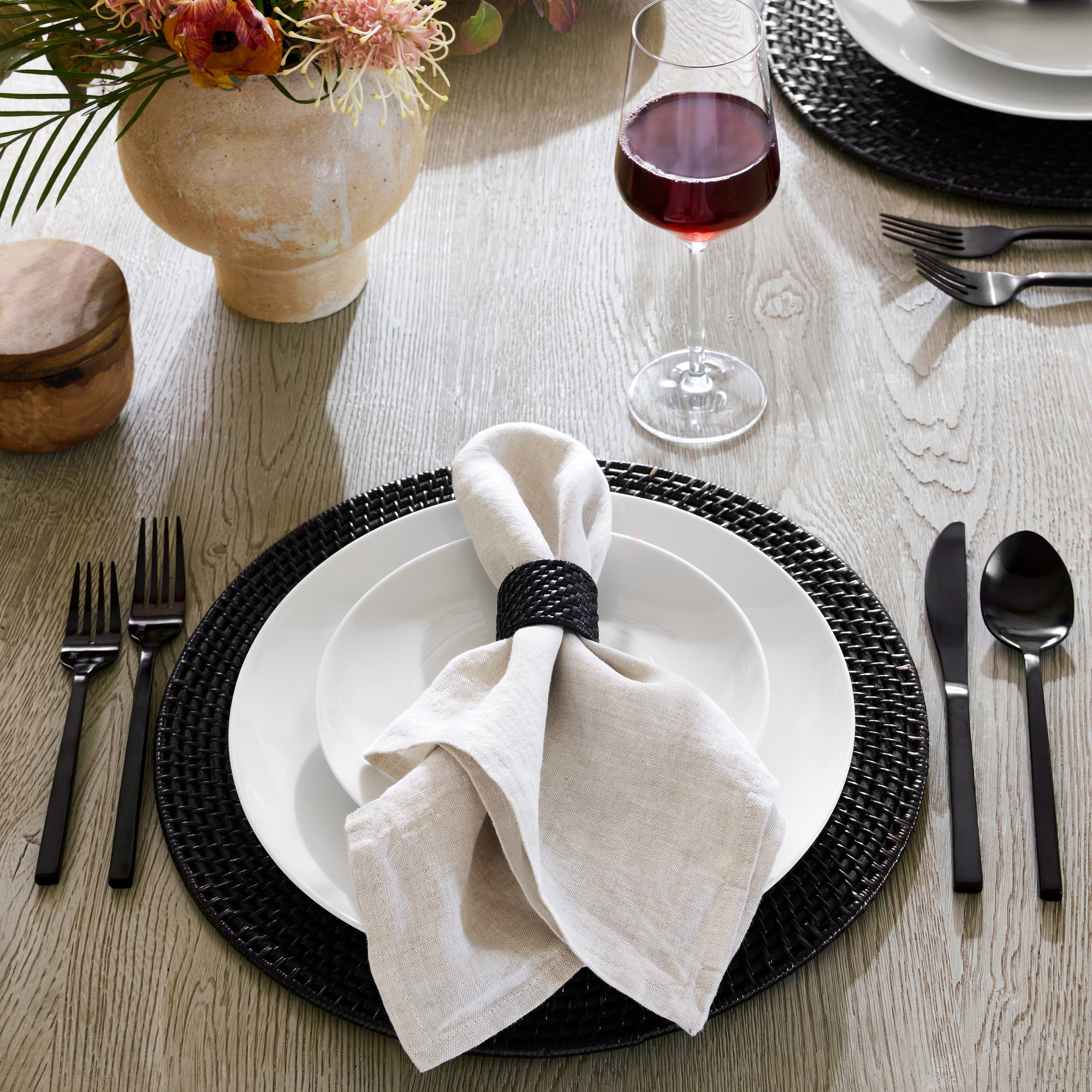 Black Hapao Napkin Rings, Set of 4