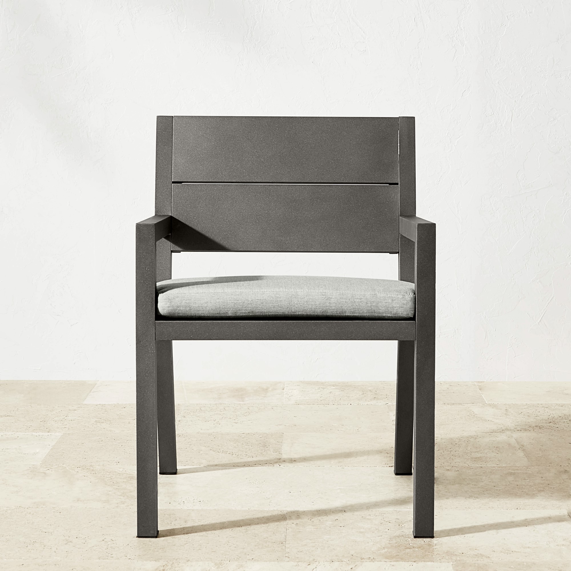 Larnaca Outdoor Slate Grey Metal Dining Armchair