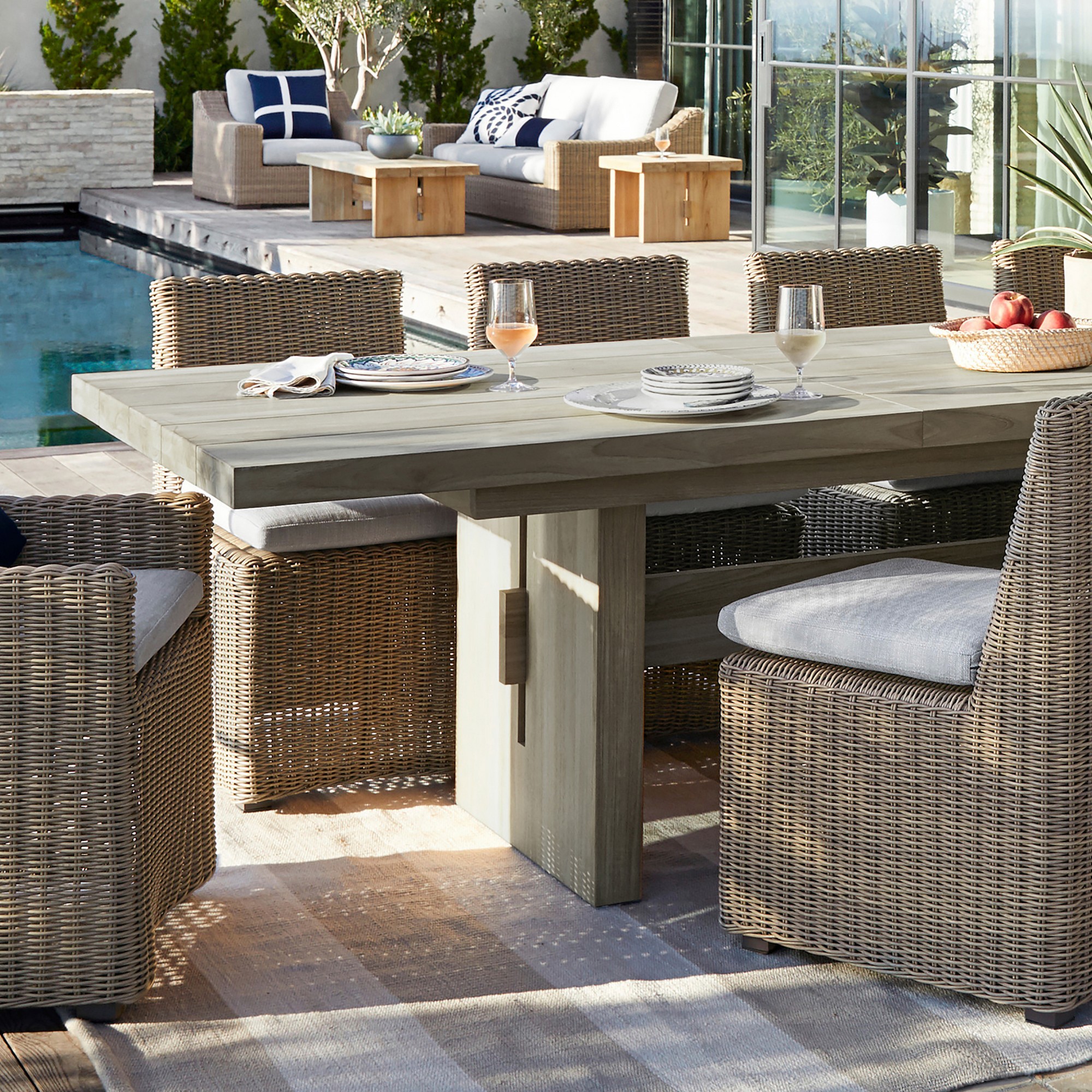 San Clemente Outdoor Grey Teak Rectangular Dining Table (84)