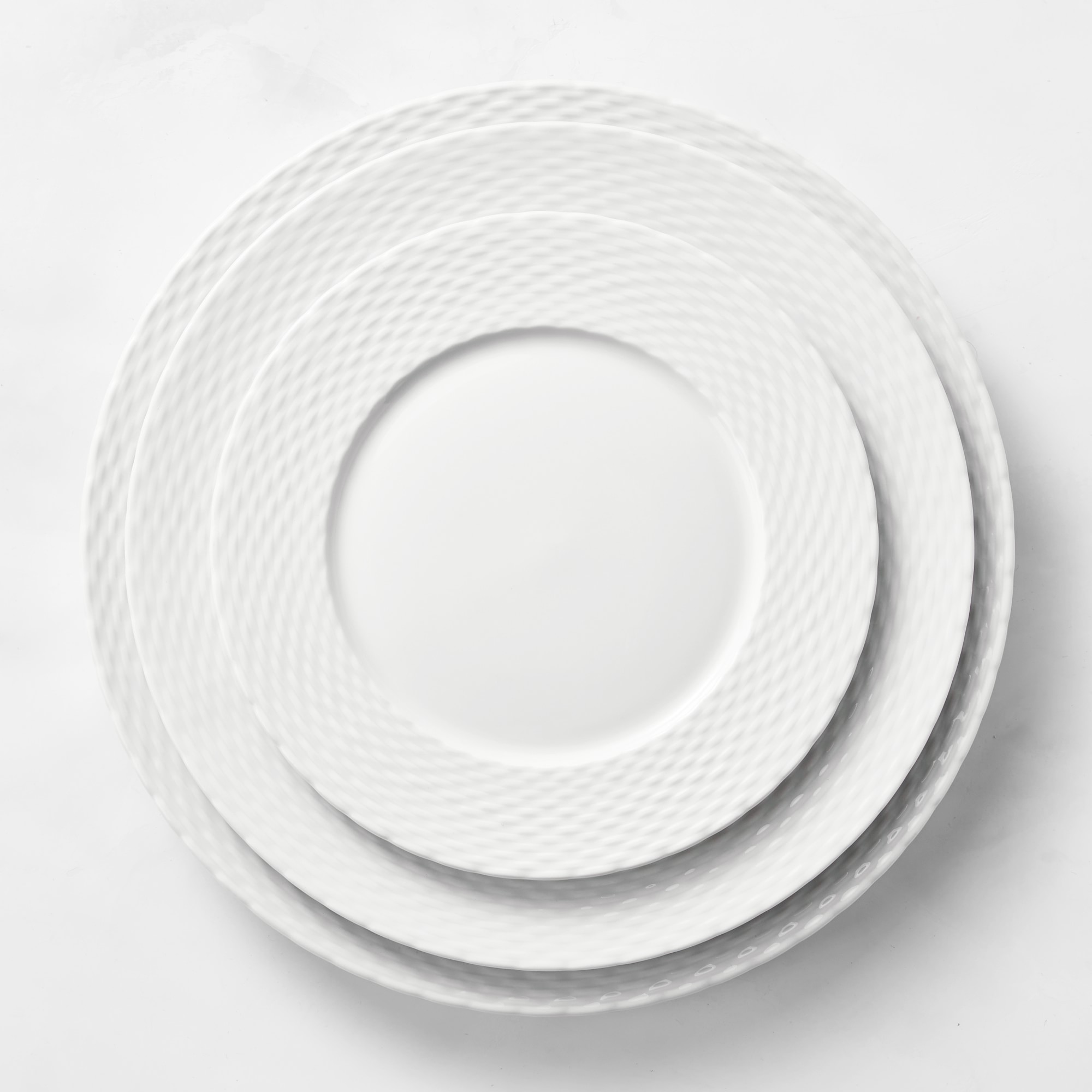 Pillivuyt Basketweave Porcelain Bread & Butter Plates, Set of 4