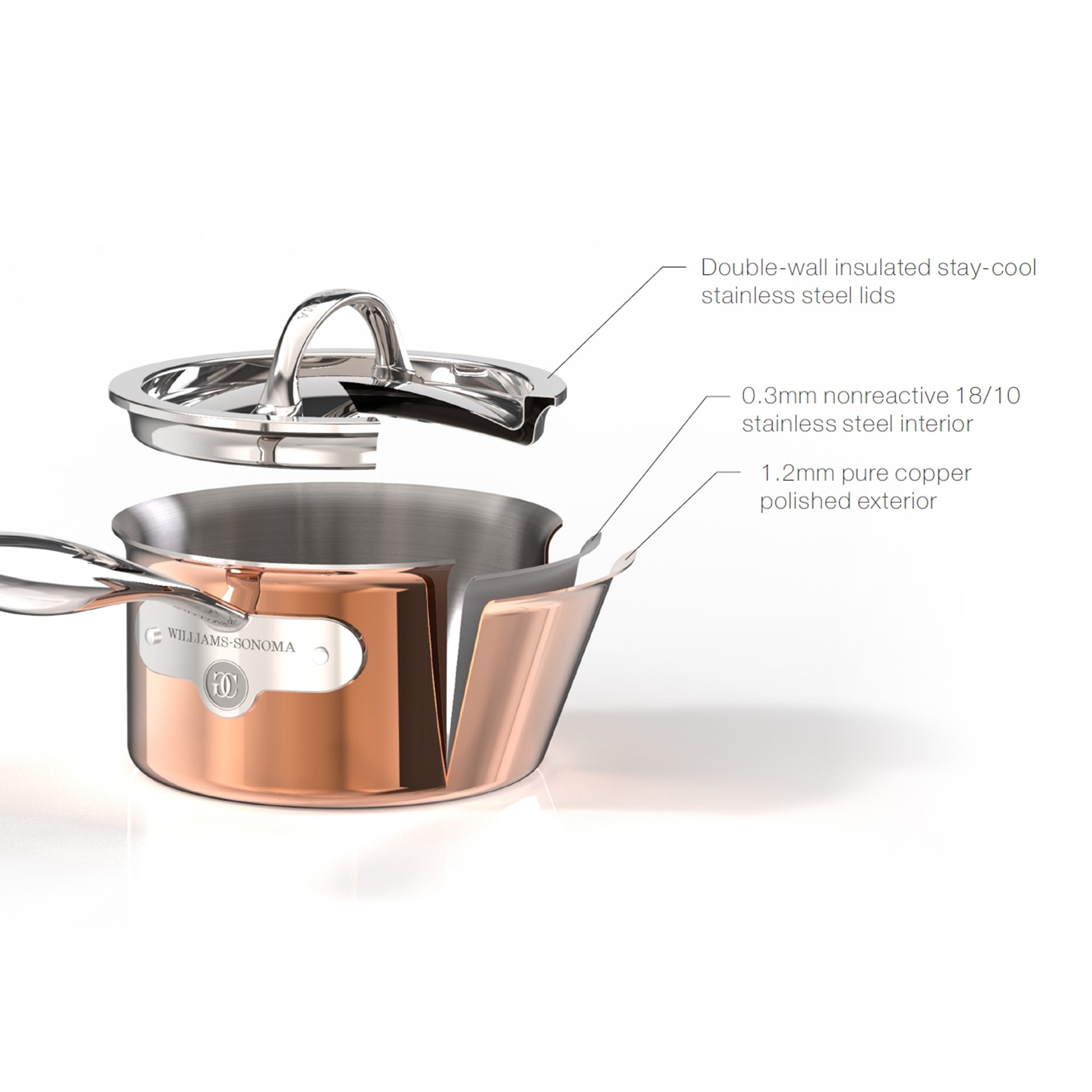 Williams Sonoma Signature Thermo-Clad™ Copper 10-Piece Cookware Set
