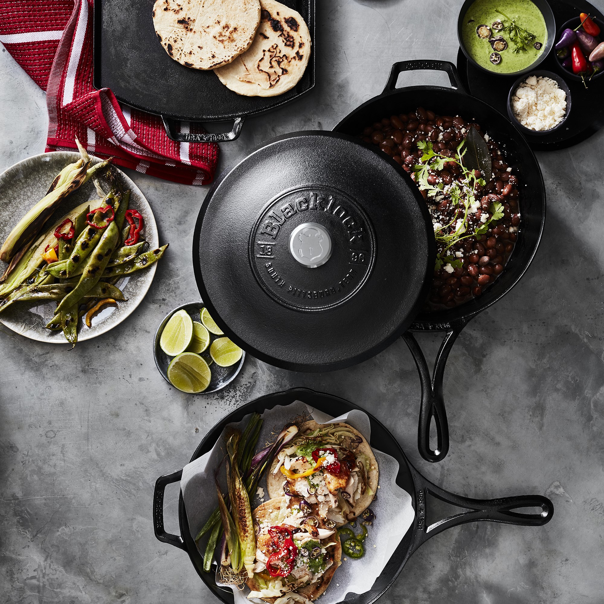 Lodge Blacklock Triple Seasoned Cast Iron 3-Piece Set, Saute Pan & 10 1/4 Skillet