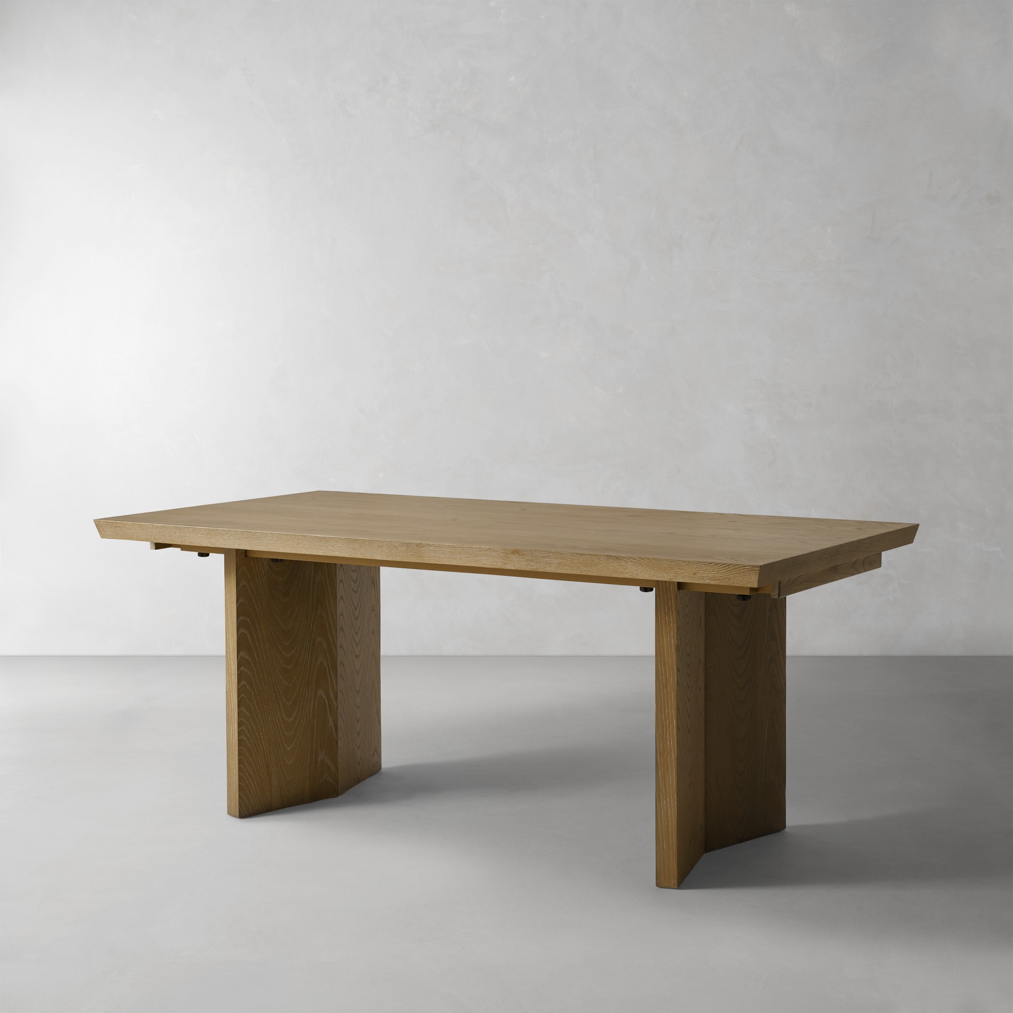 Knife Edge Extendable Rectangular Dining Table, Cerused Heritage Gray (96-132)