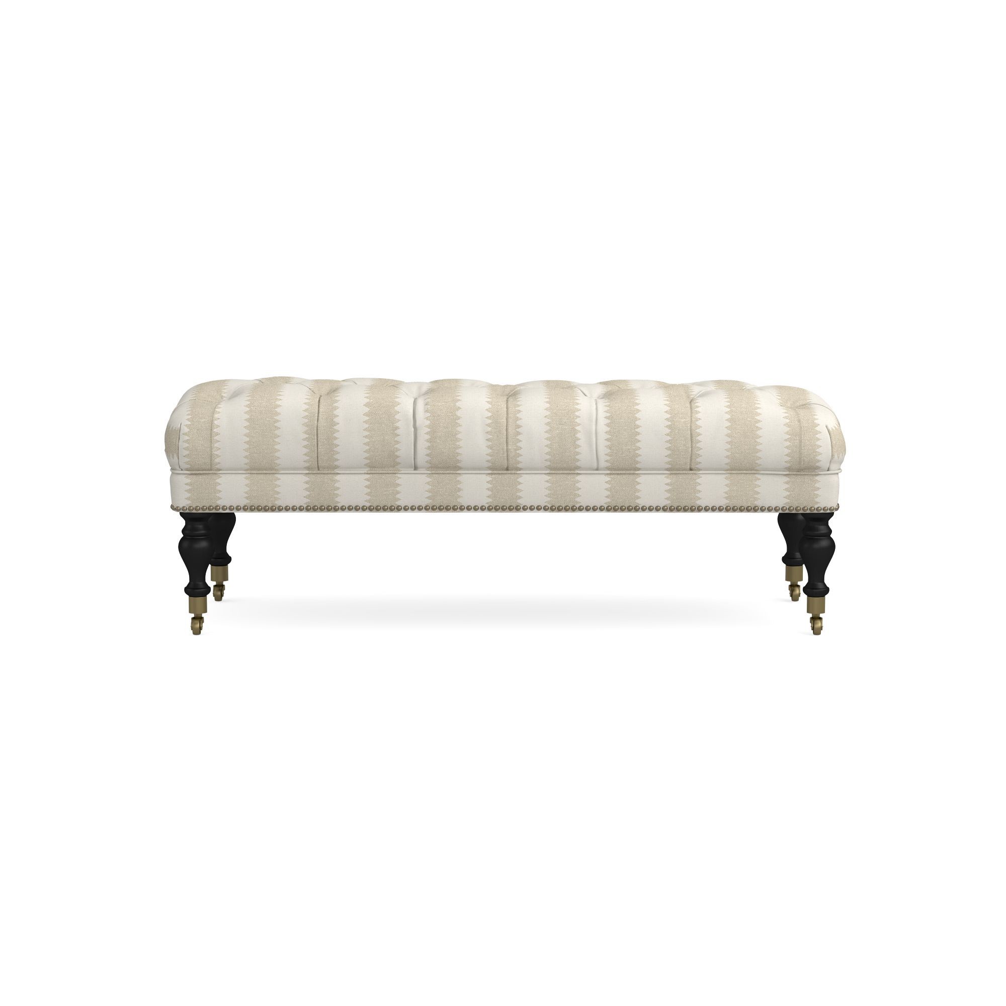 Sanderson x Giles Deacon Fairfax Bench Ottoman, Turned Leg with Tufted Top (26-61)