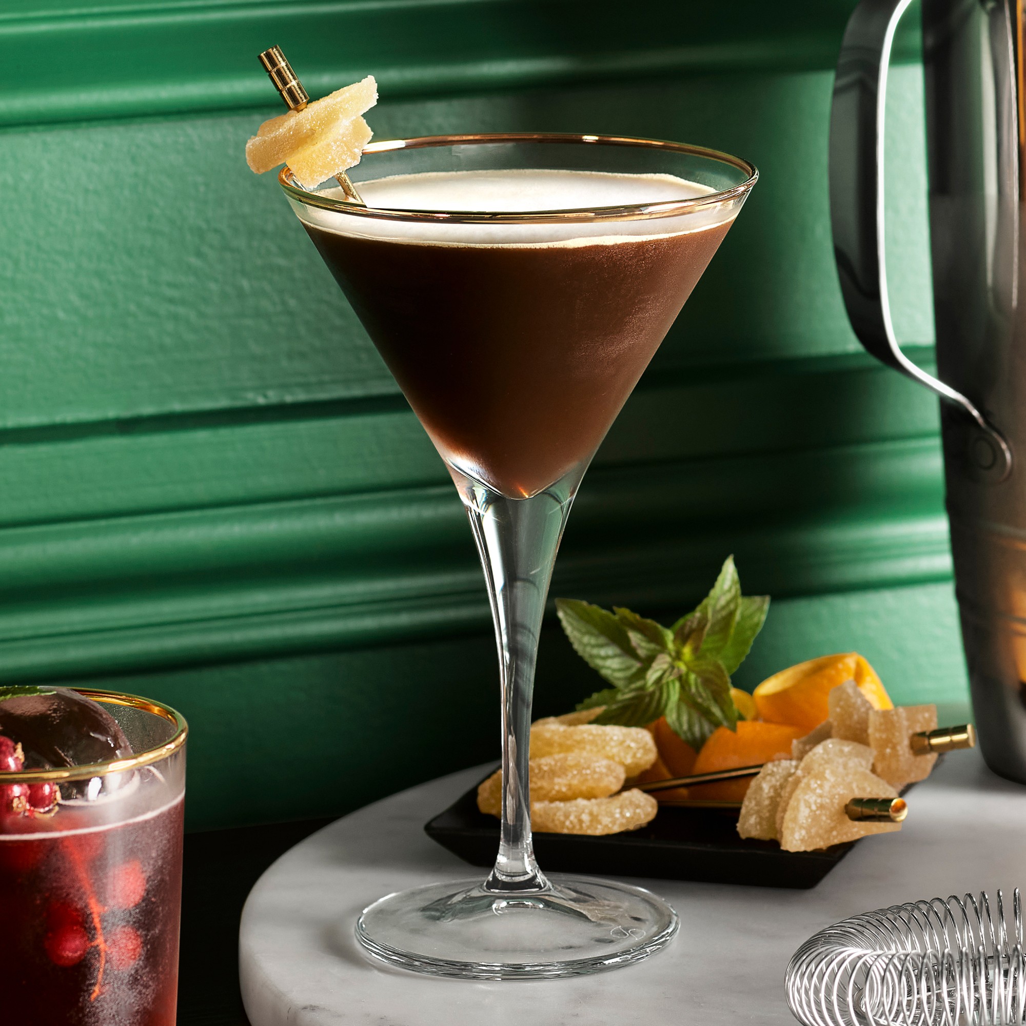 Gold Rim Martini Glasses, Set of 4