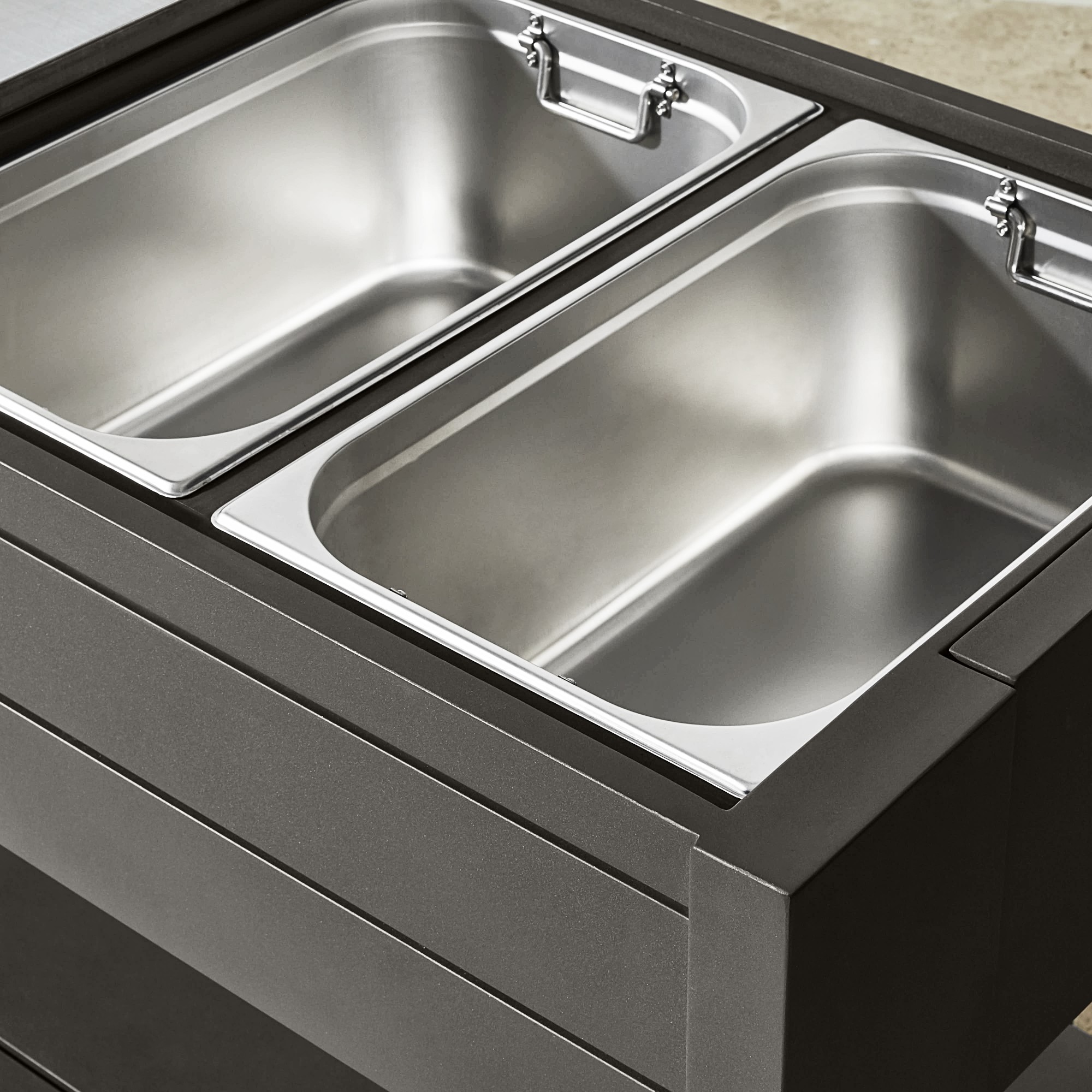 Larnaca Outdoor Slate Grey Metal Prep Table (58)