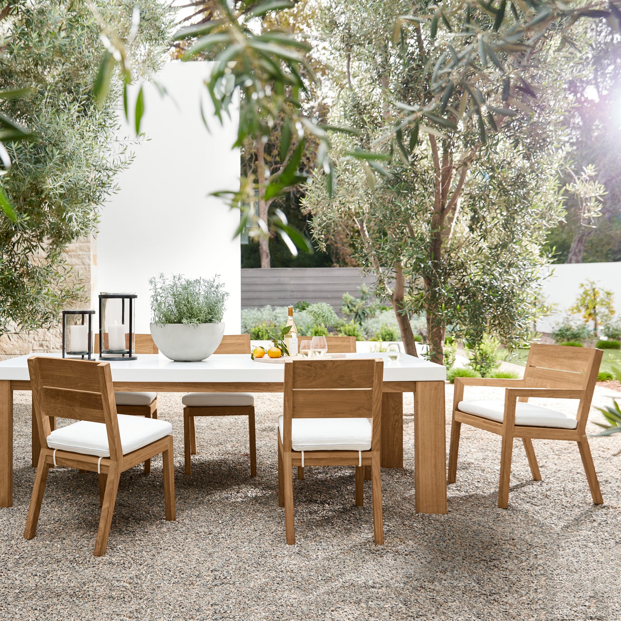 Larnaca Fiberstone Dining Table & Teak Dining Chairs (96-108)