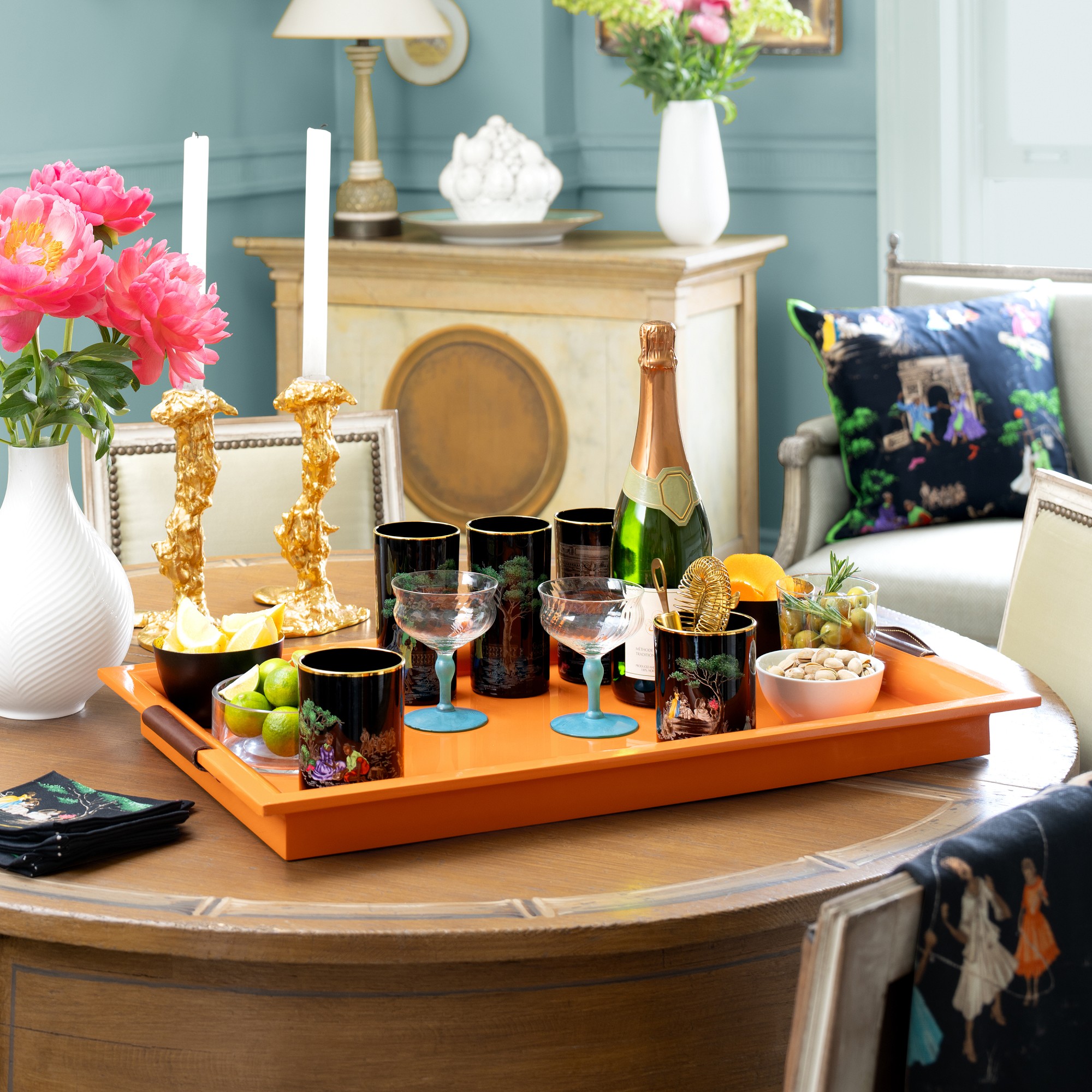 Sheila Bridges x Williams Sonoma Harlem Toile Double-Old Fashioned Glasses, Set of 2