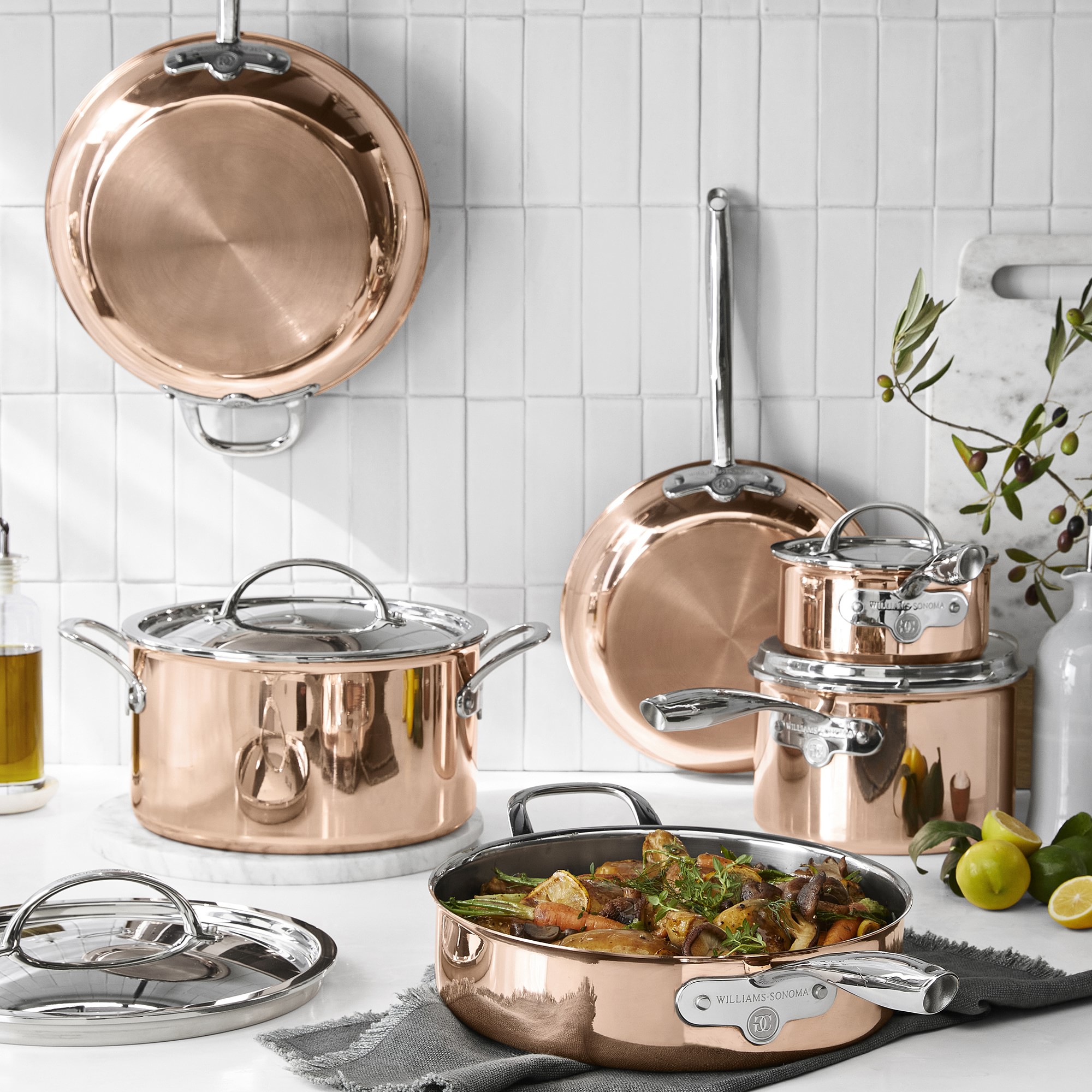 Williams Sonoma Signature Thermo-Clad™ Copper 10-Piece Cookware Set