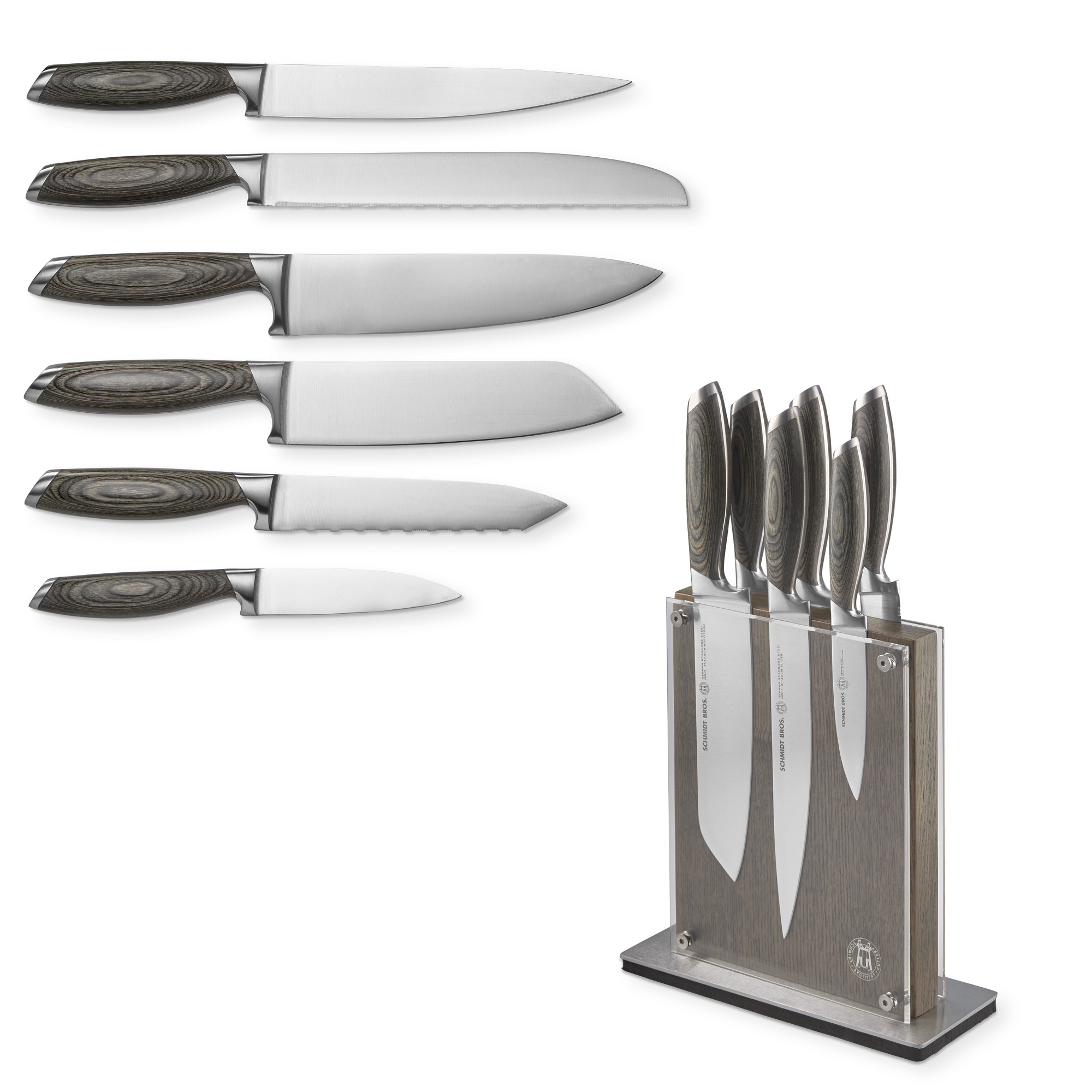 Schmidt Brothers Bonded Ash Knives, Set of 7