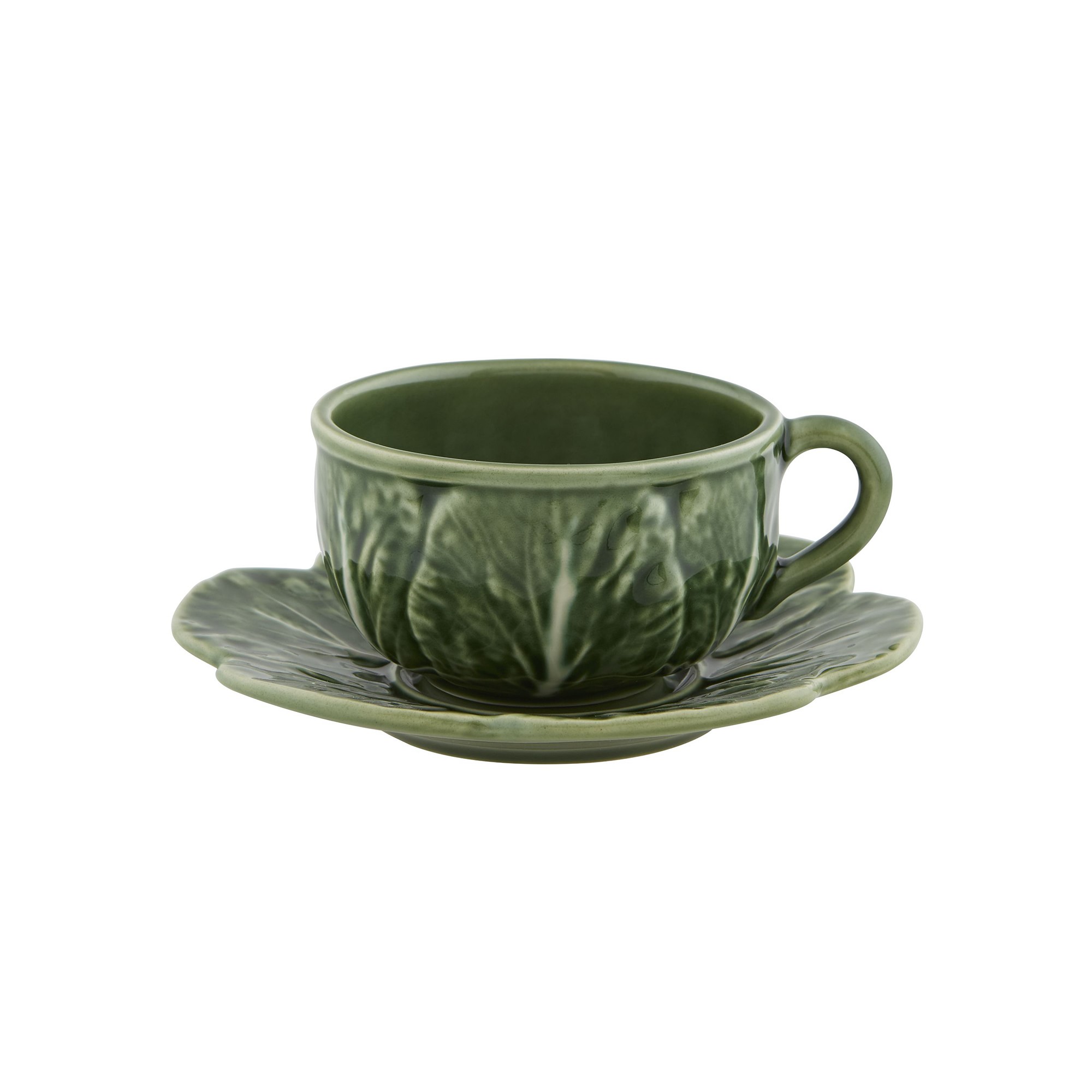 Bordallo Pinheiro Cabbage Cups & Saucers, Set of 4