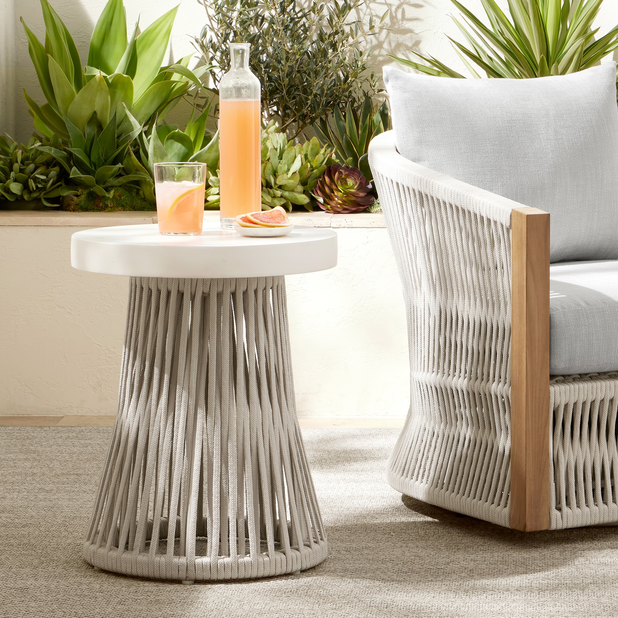 Pasadena Outdoor Fiberstone and Rope Side Table (18)