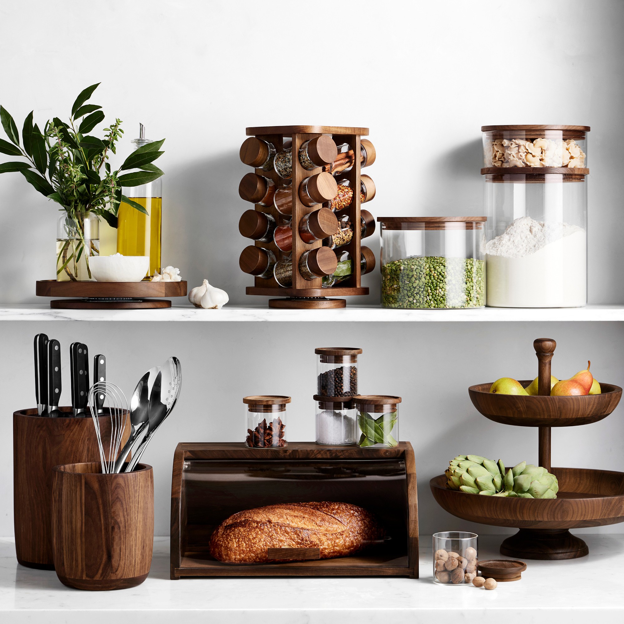 Williams Sonoma Walnut Utensil Holder
