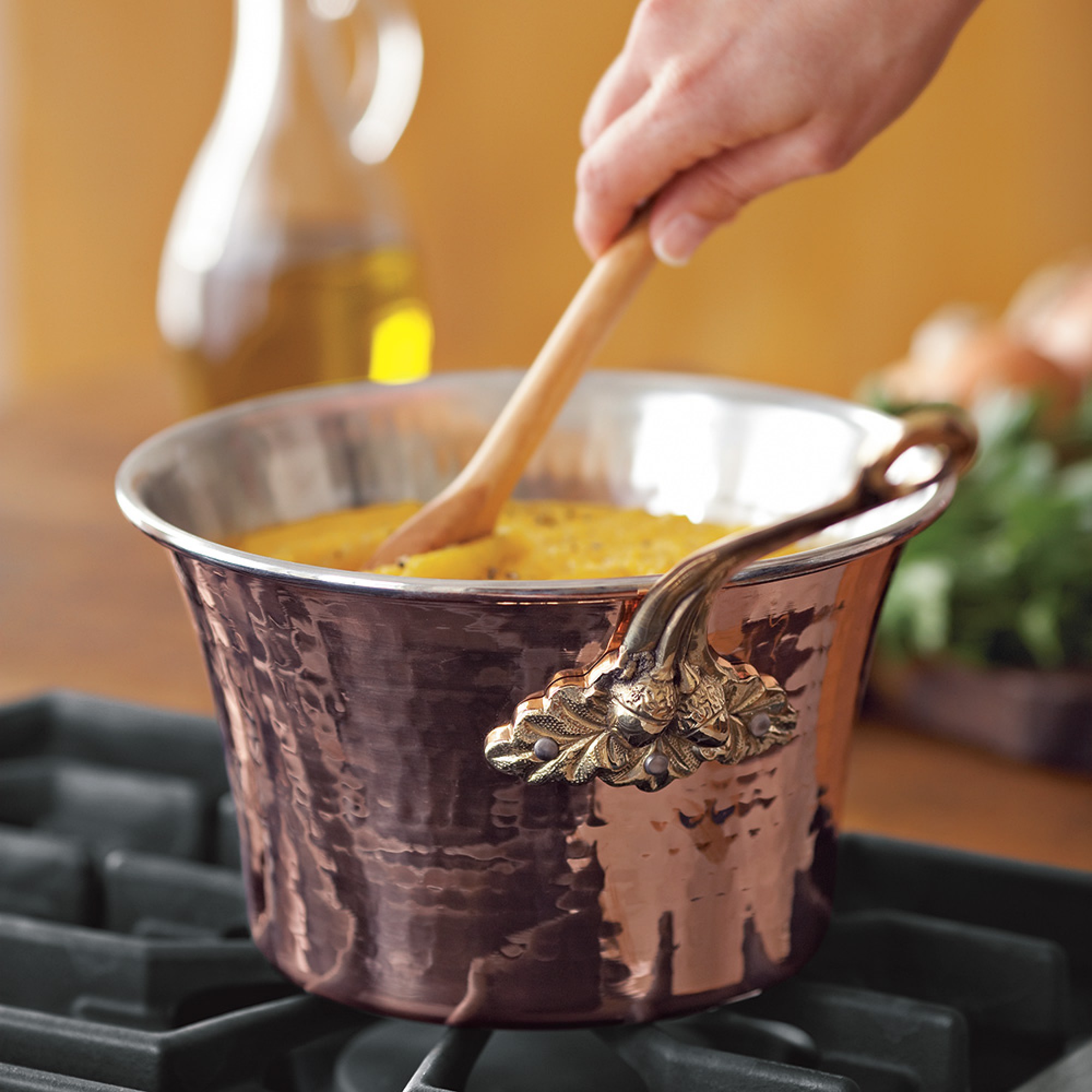 Ruffoni Historia Hammered Copper Polenta Pot with Acorn Handle, 3 1/2-Qt.