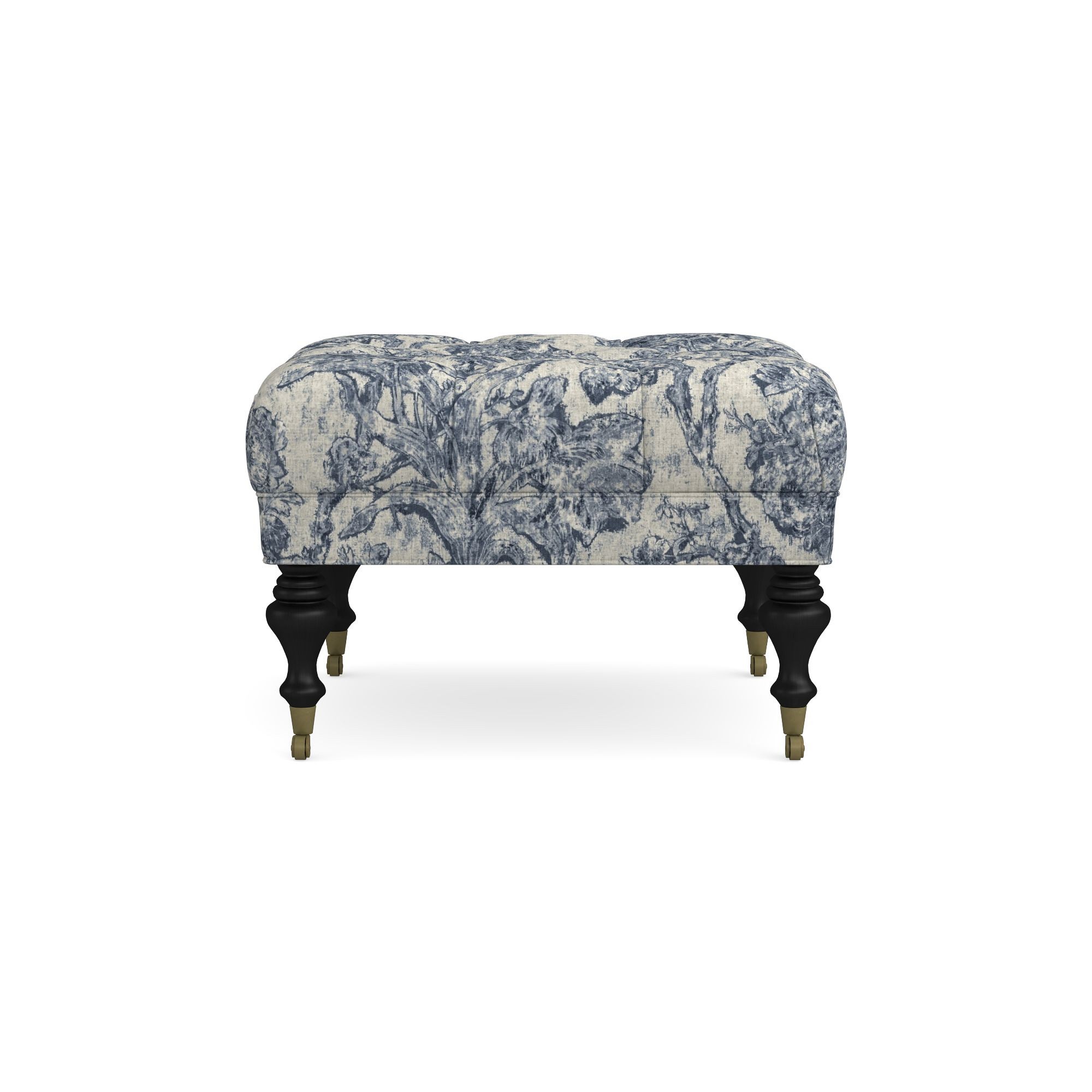 Sanderson x Giles Deacon Fairfax Bench Ottoman, Turned Leg with Tufted Top (26-61)