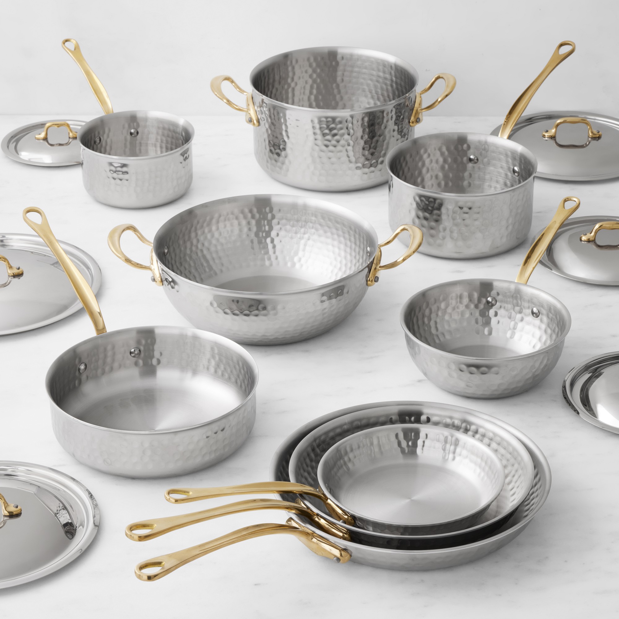 Mauviel M'Elite B Hammered Stainless-Steel 15-Piece Set