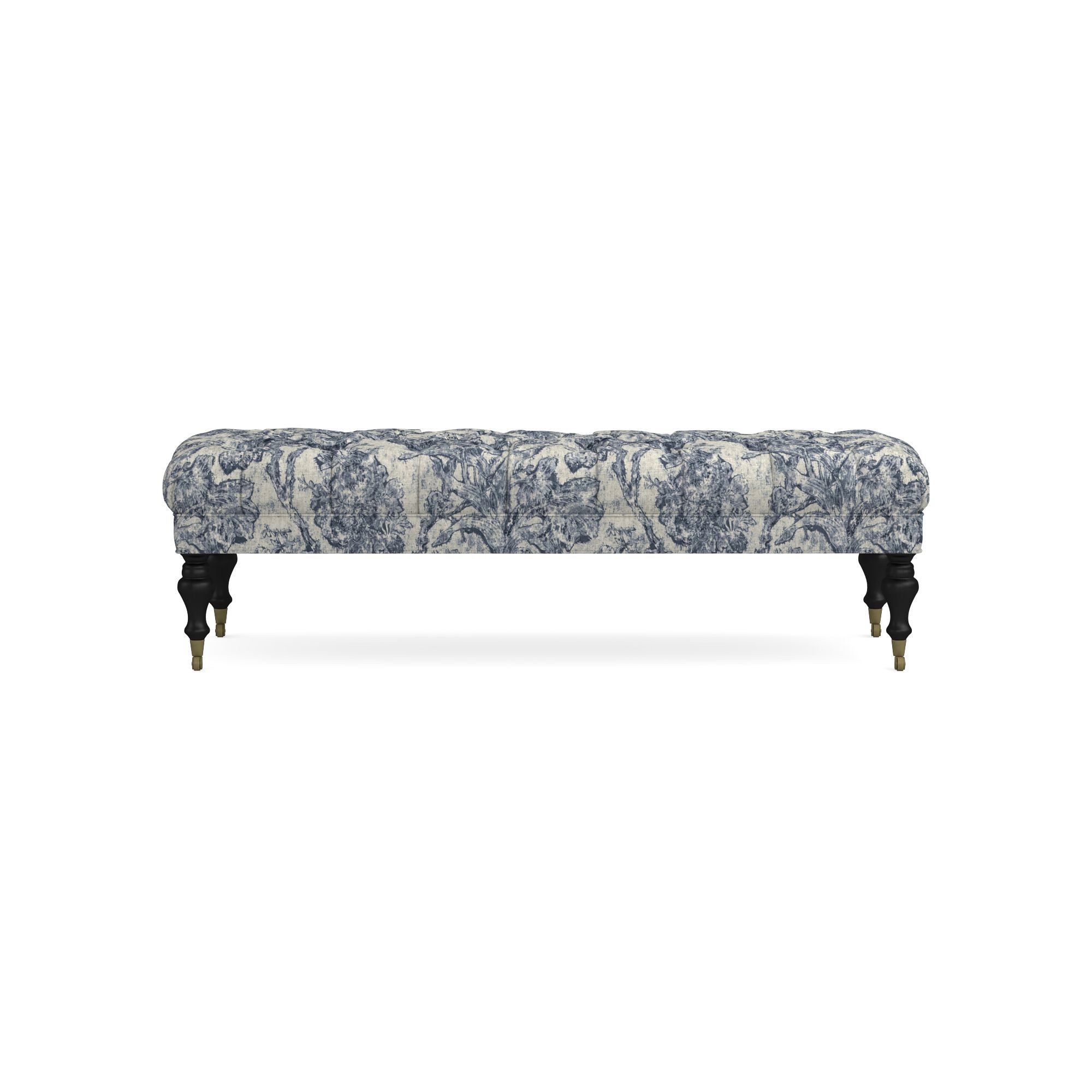 Sanderson x Giles Deacon Fairfax Bench Ottoman, Turned Leg with Tufted Top (26-61)