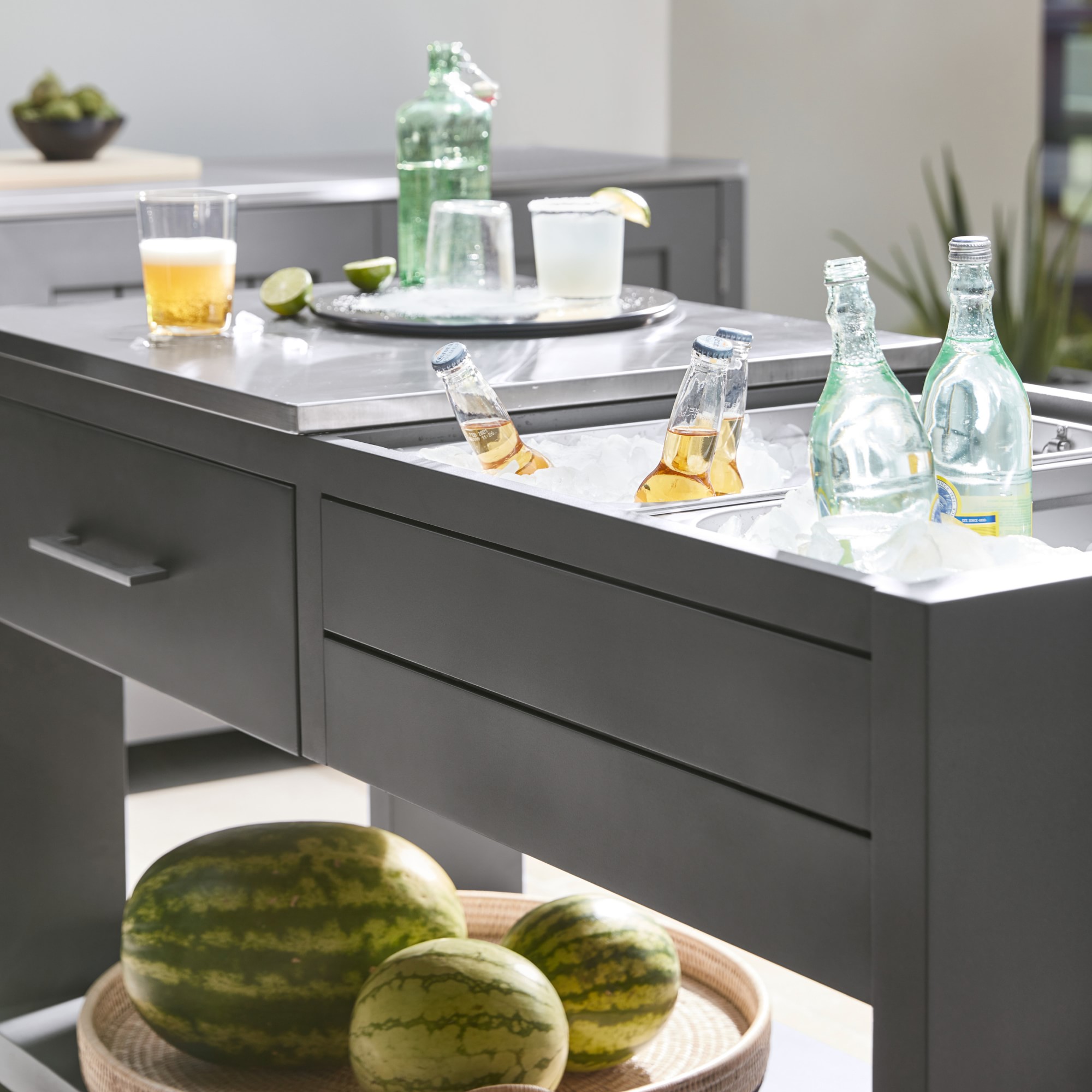 Larnaca Outdoor Slate Grey Metal Prep Table (58)