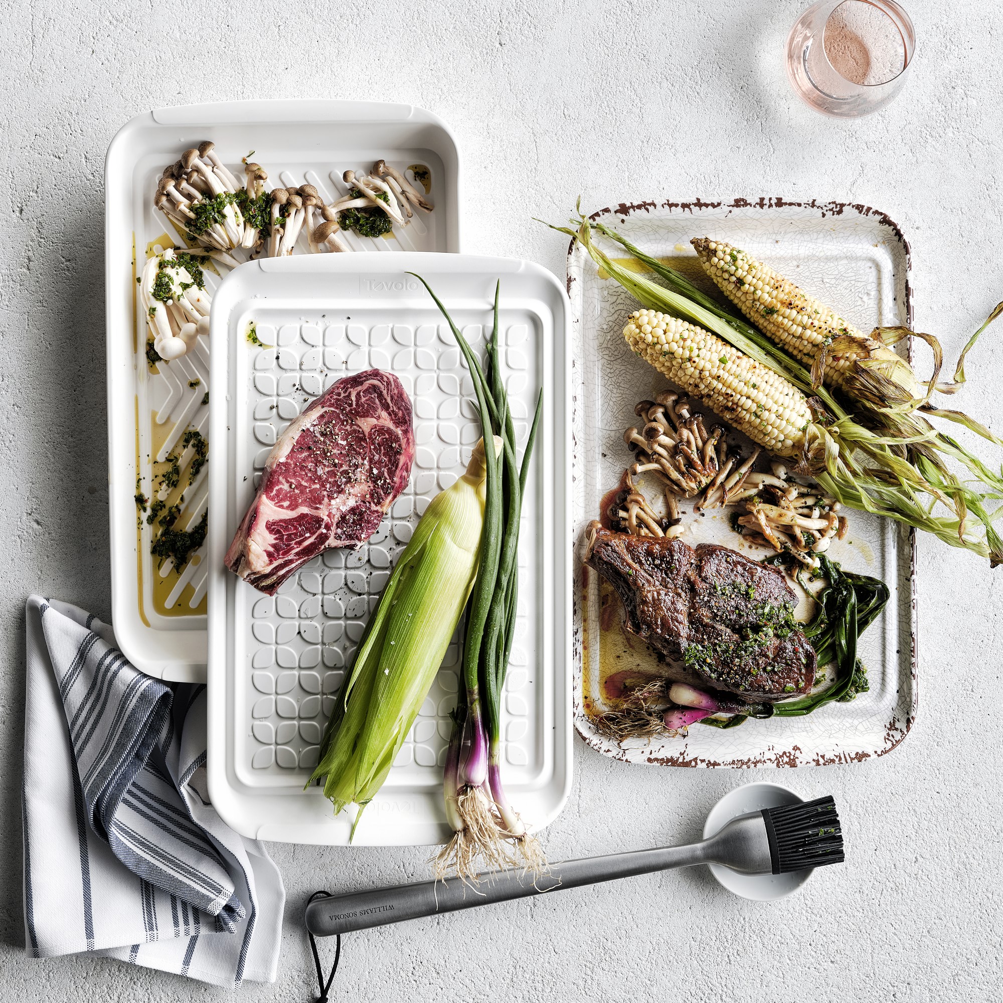 Williams Sonoma Rustic 4-Piece Grill Marinade & Prep Trays