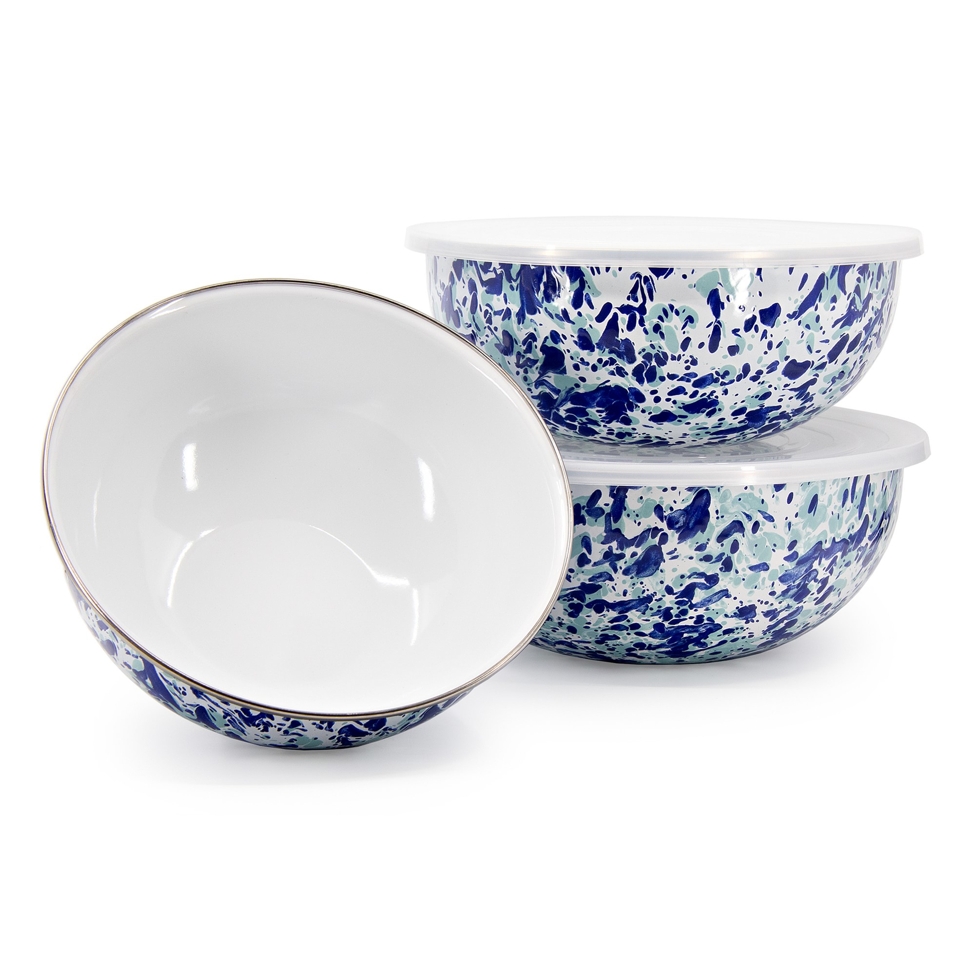 Golden Rabbit Enamel Mixing Bowls, Set of 3