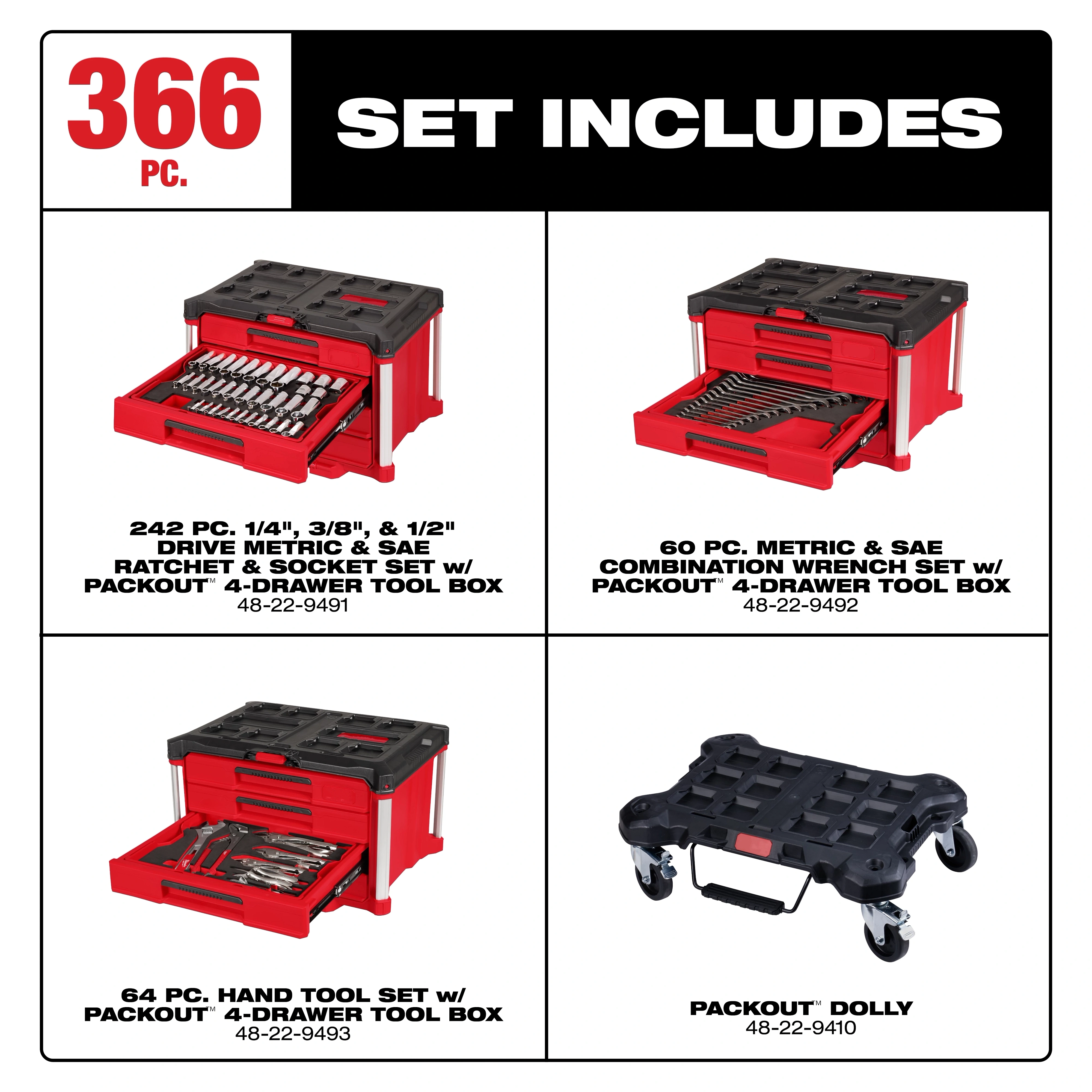 366pc. Hand Tool Set With Drawers And Dolly