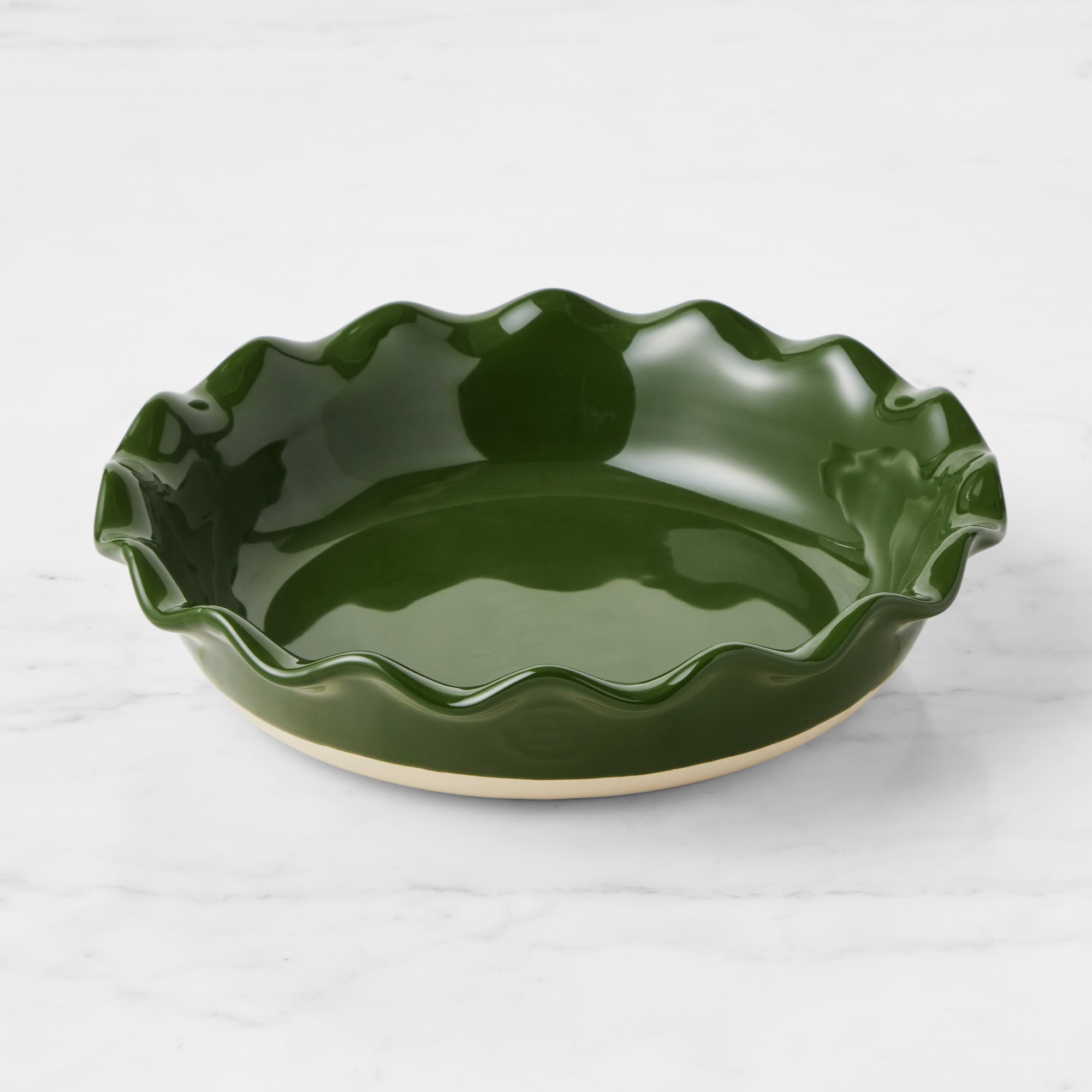 Emile Henry French Ceramic Artisan Ruffled Pie Dish