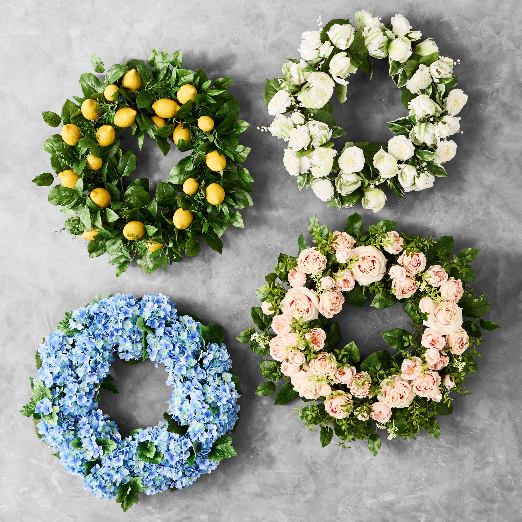 UV Protected Famille Rose Pink Faux Wreath & Garland