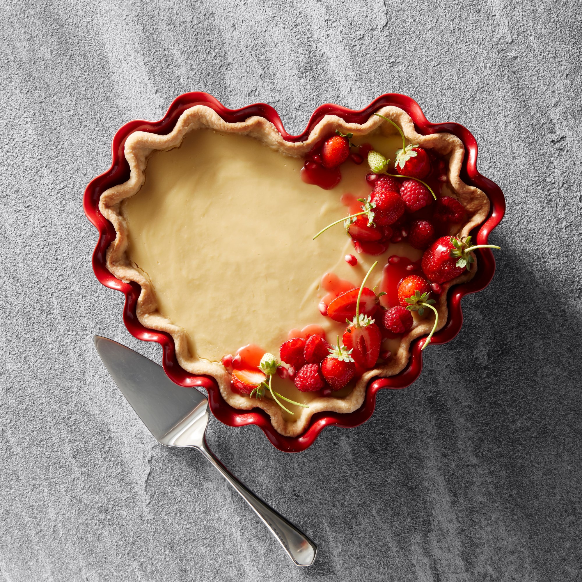 Emile Henry French Ceramic Ruffle Heart Pie Dish