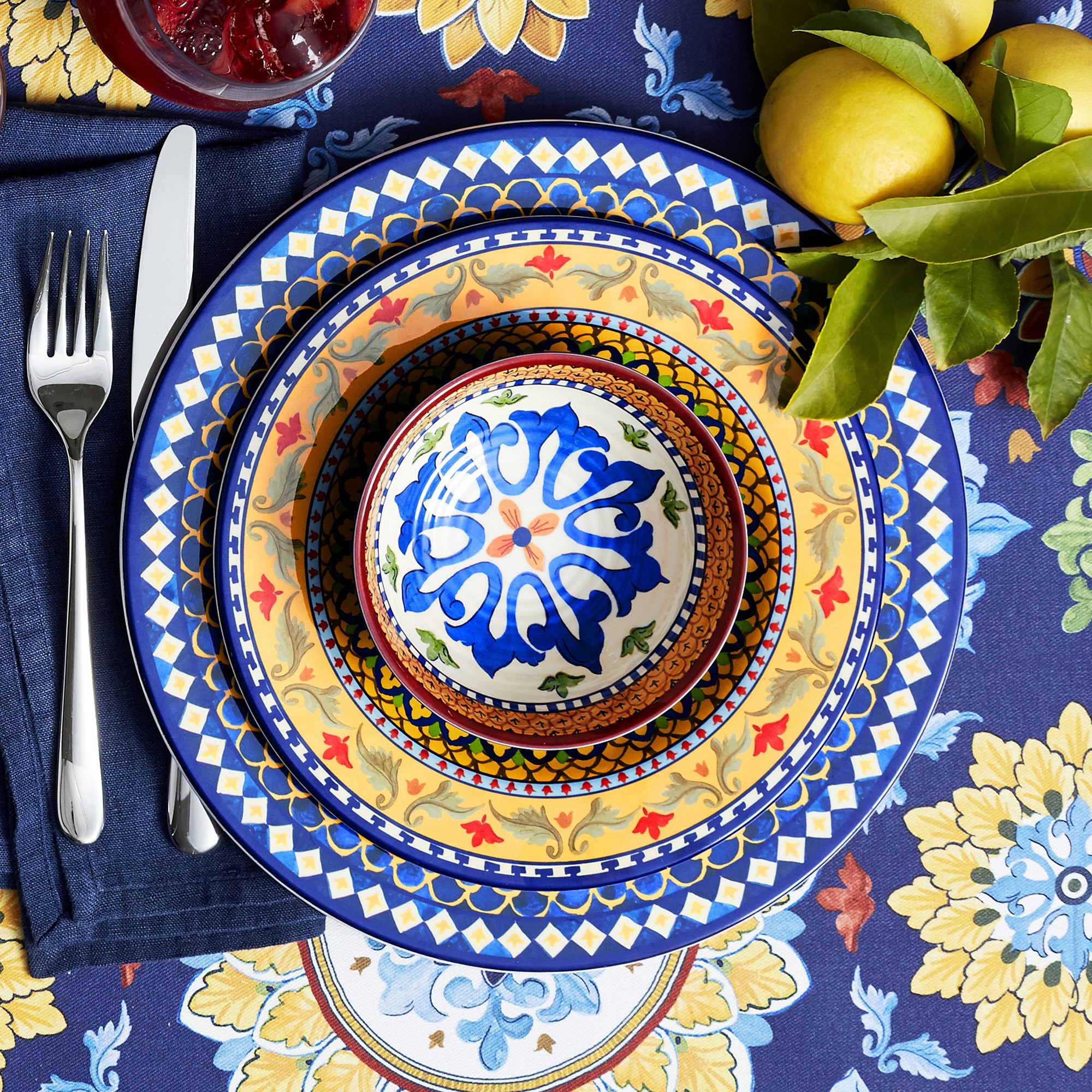 Sicily Blue Outdoor Melamine Dinnerware Collection