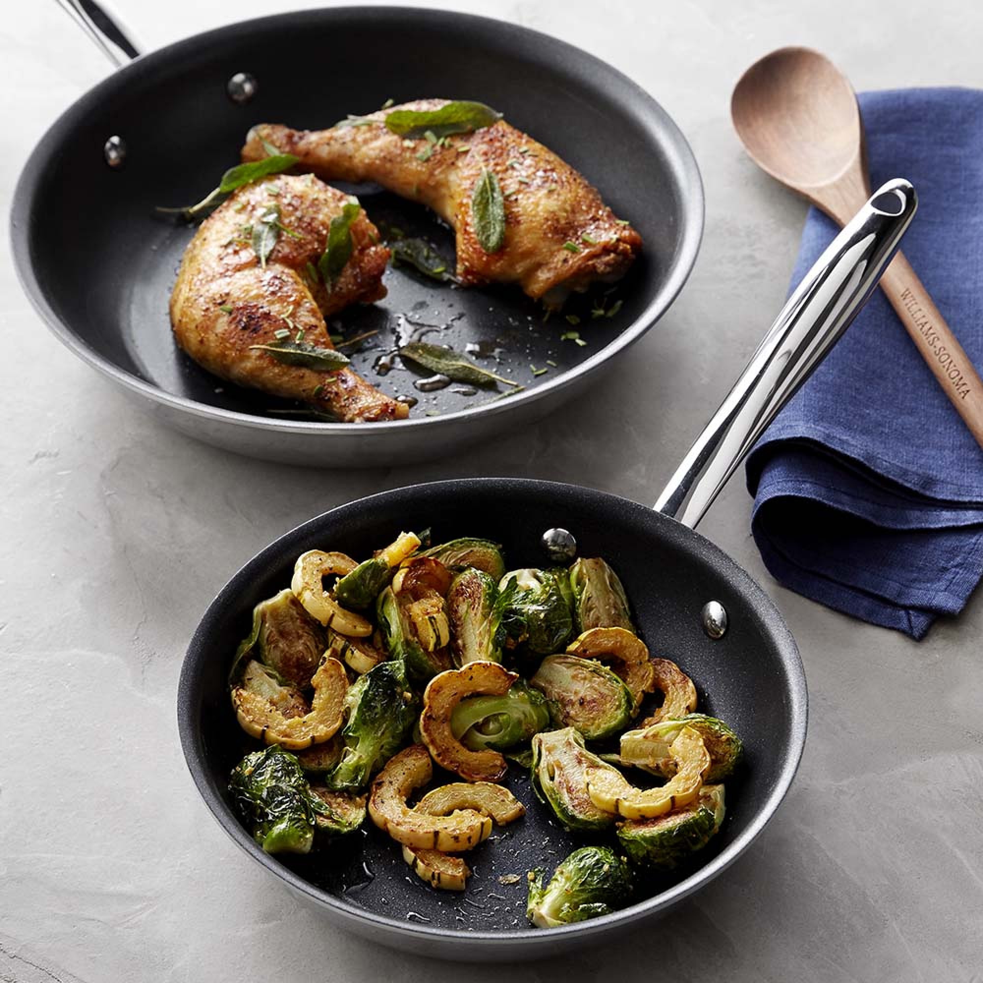 Williams Sonoma Signature Thermo-Clad™ Stainless-Steel Nonstick Fry Pan Set
