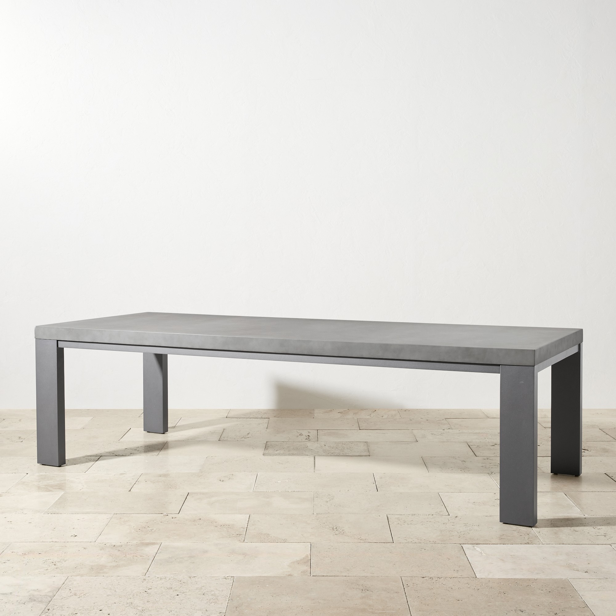 Larnaca Outdoor Slate Grey Metal Fiberstone Dining Table (96-108)