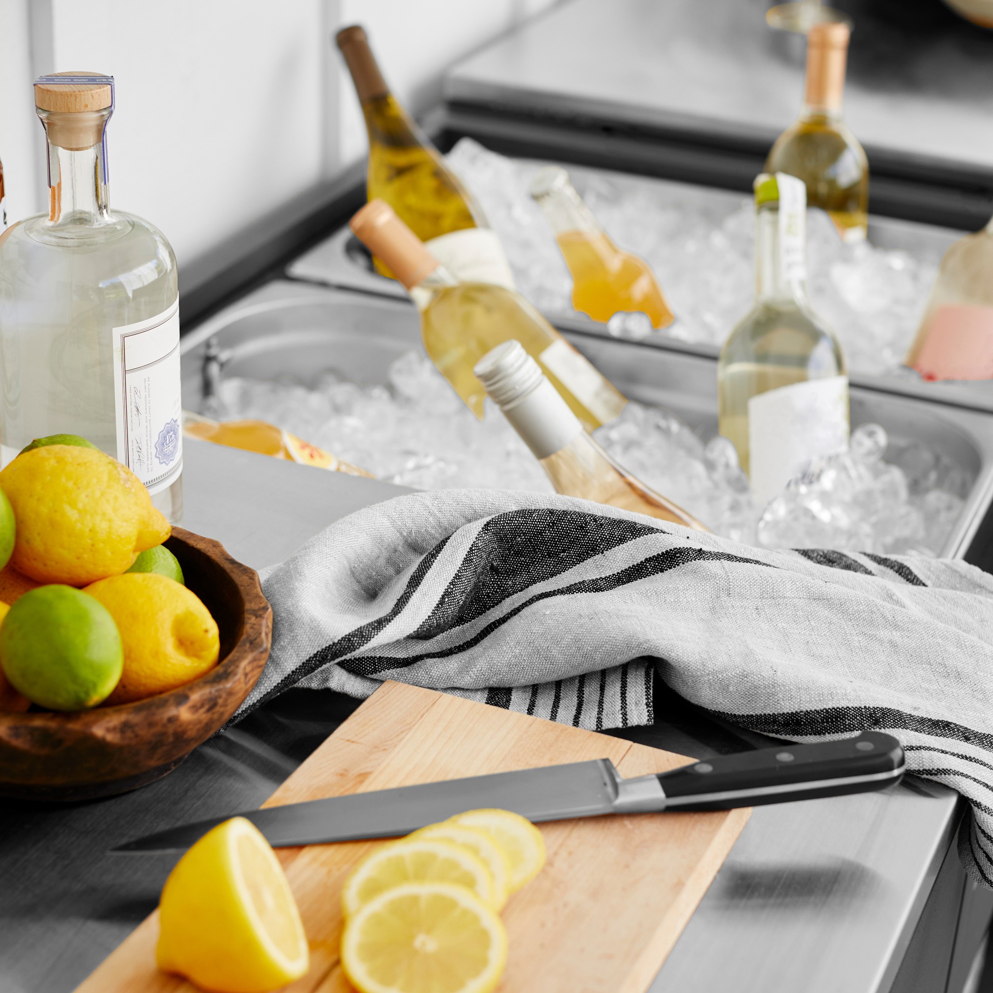 Larnaca Outdoor Slate Grey Metal Prep Table (58)