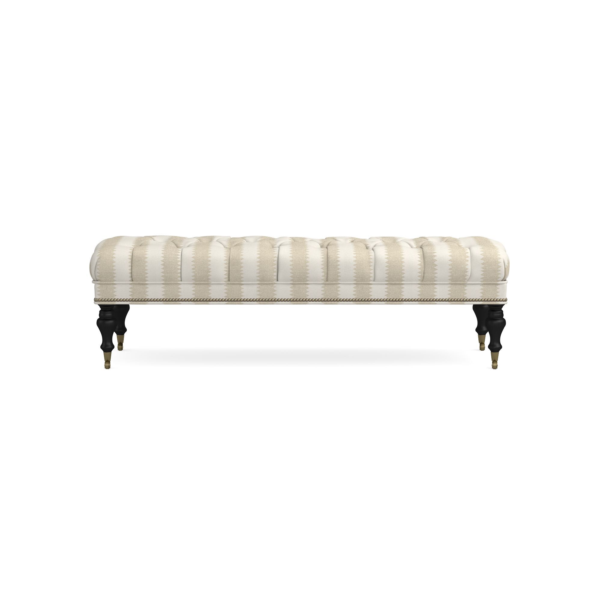 Sanderson x Giles Deacon Fairfax Bench Ottoman, Turned Leg with Tufted Top (26-61)