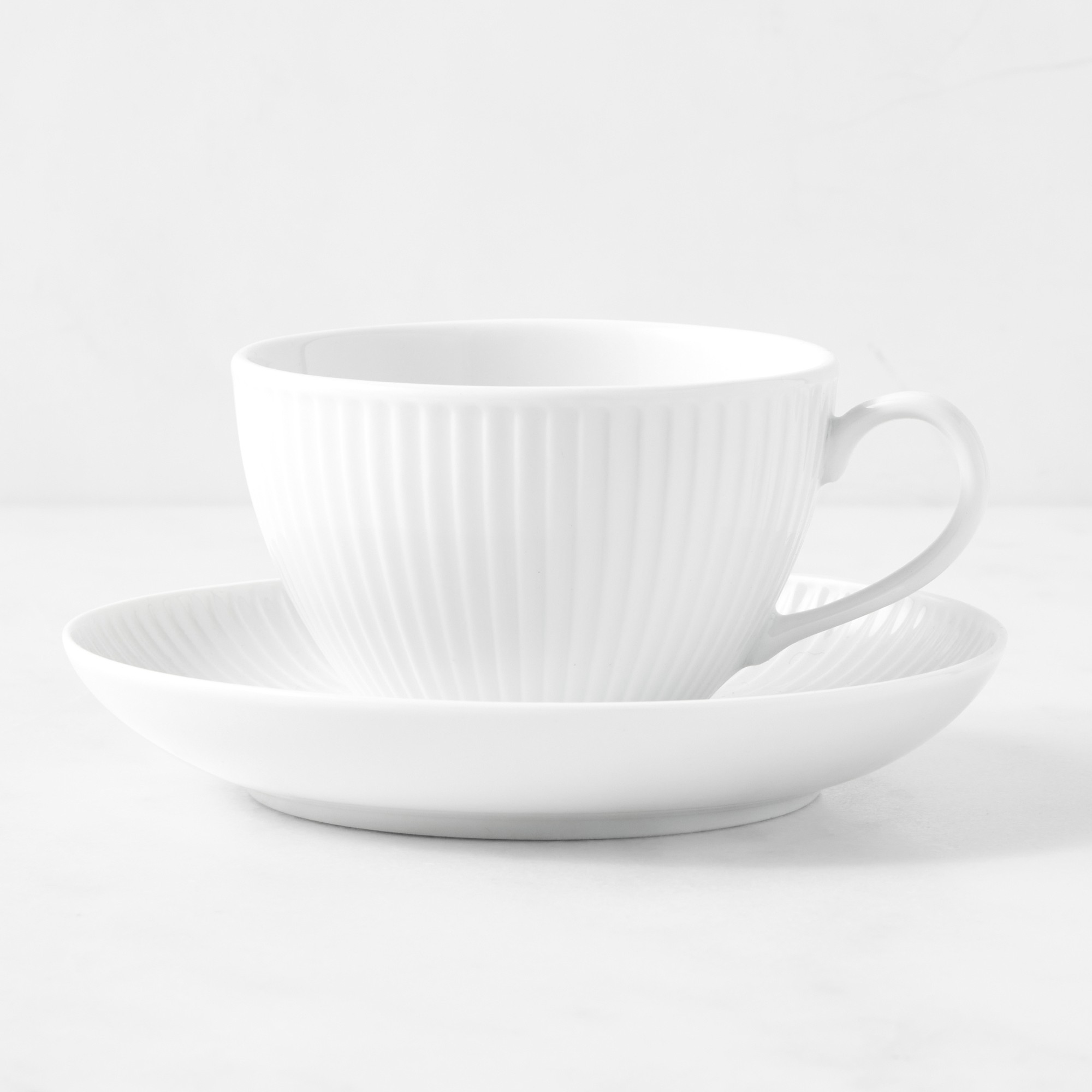 Pillivuyt Plisse Porcelain Cups & Saucers