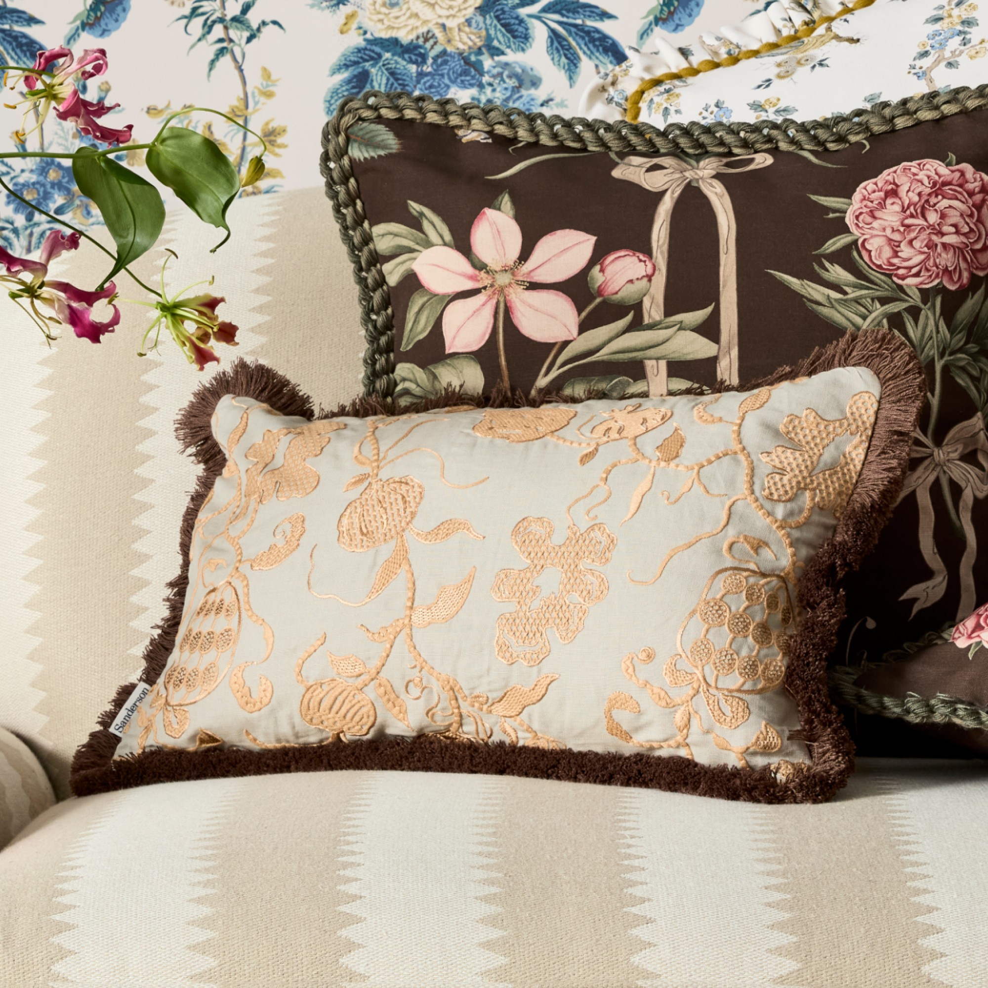 Sanderson x Giles Deacon Mydsomer Pickings Pillow Cover