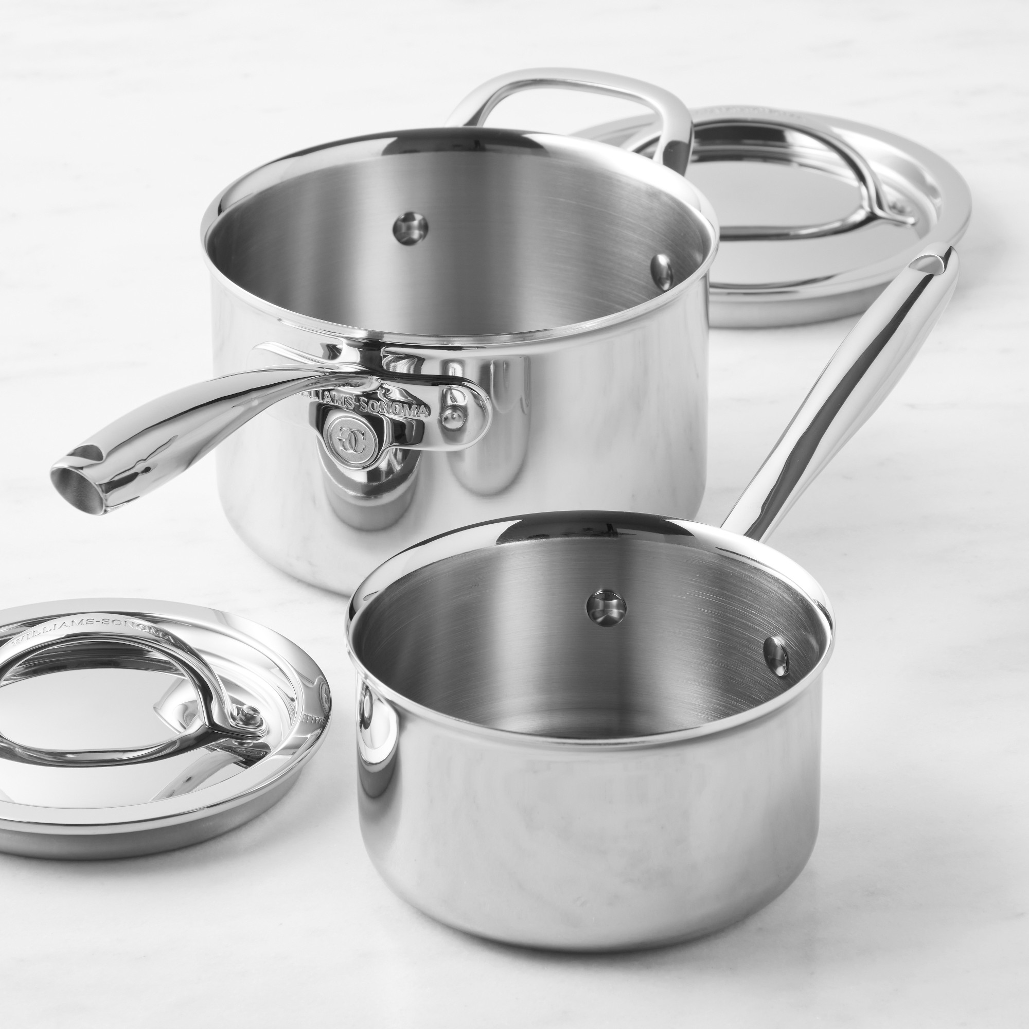 Williams Sonoma Signature Thermo-Clad™ Stainless-Steel Saucepan Set, 1 1/2 & 3-Qt.