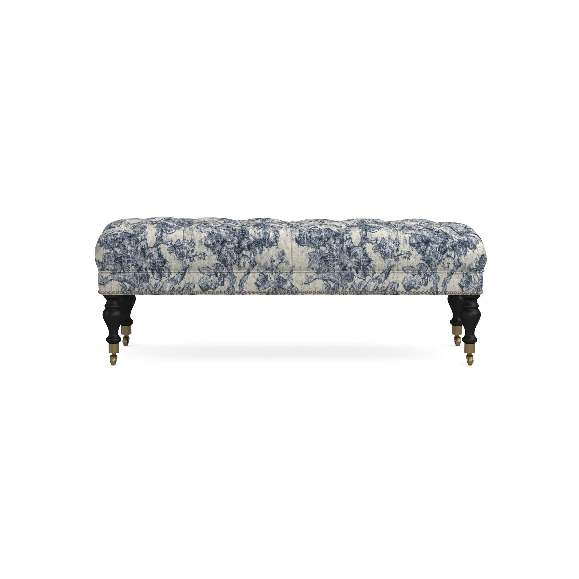 Sanderson x Giles Deacon Fairfax Bench Ottoman, Turned Leg with Tufted Top (26-61)