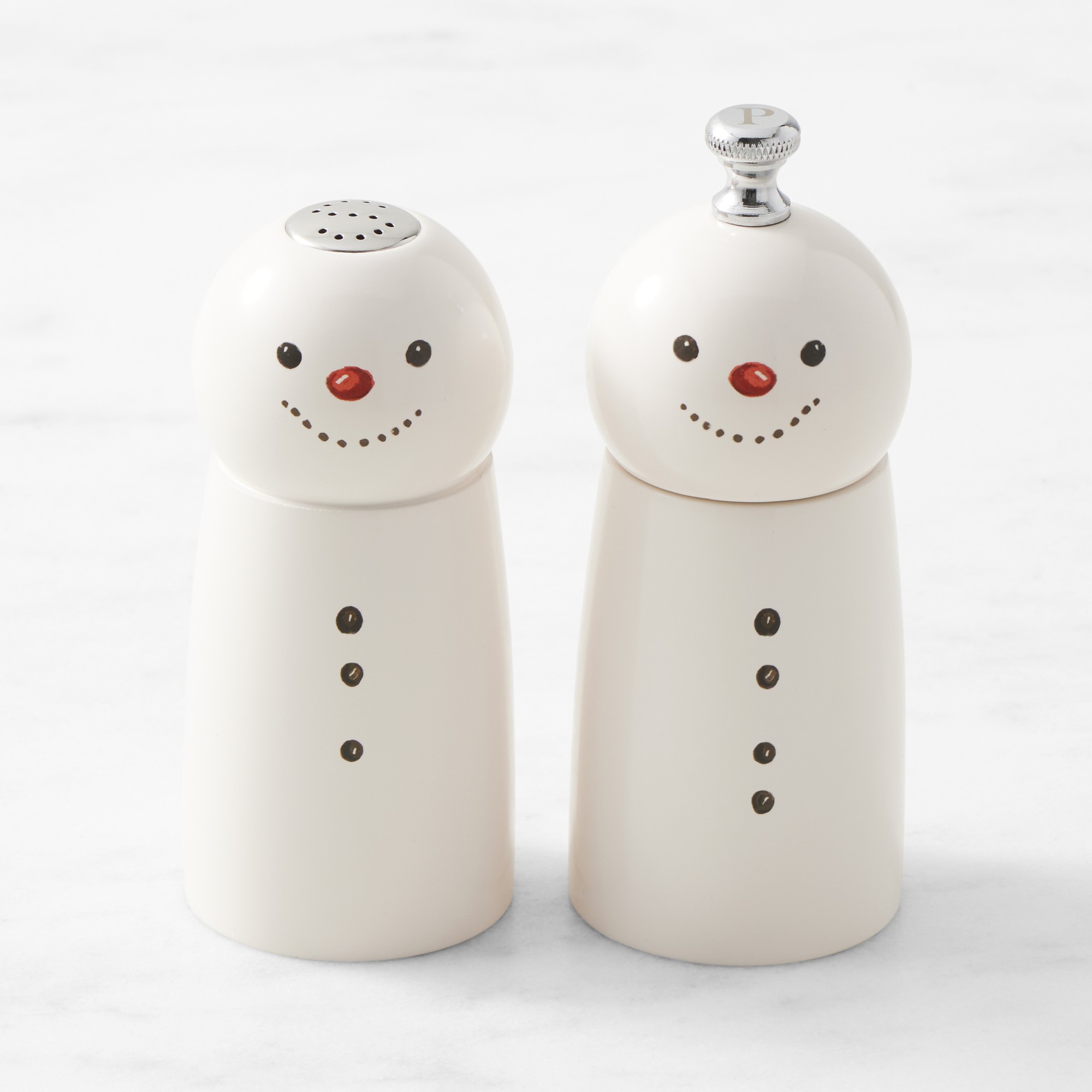 Williams Sonoma Snowman Salt & Pepper Set