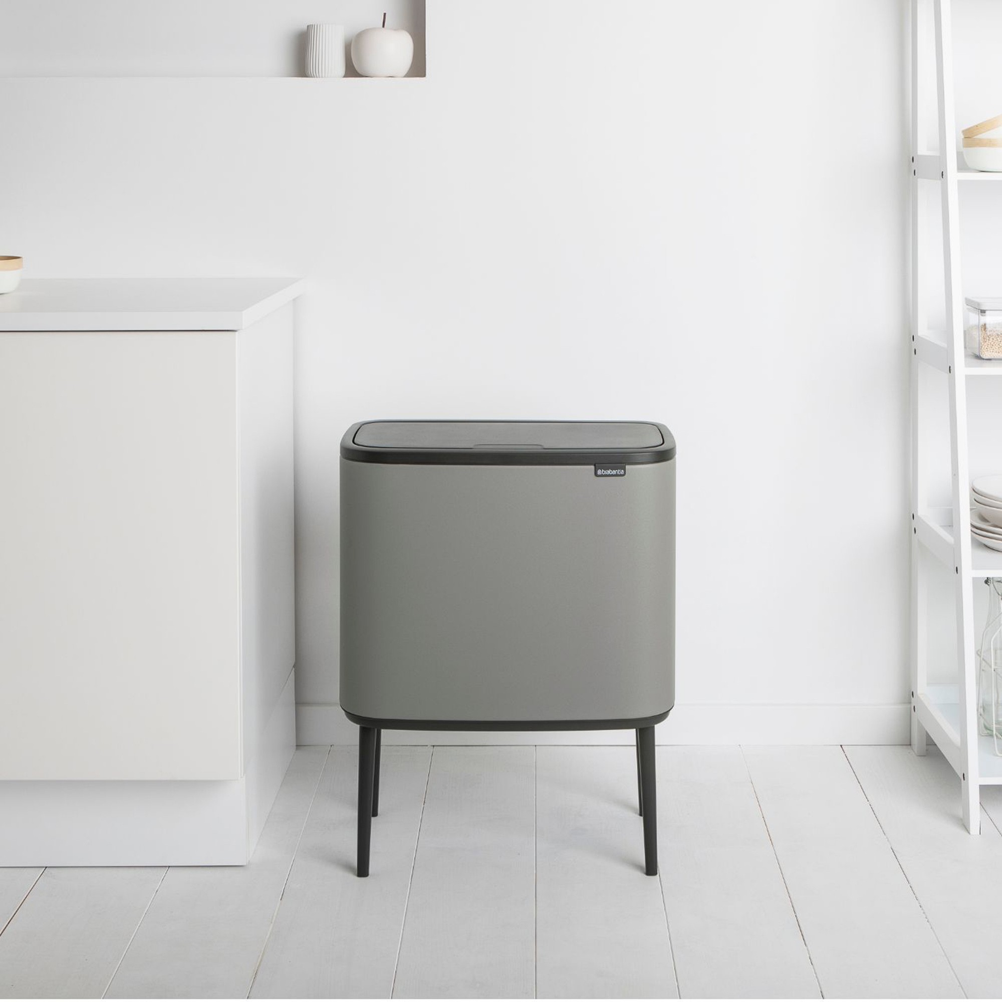 Brabantia Bo Touch Top Multi Compartment Recycling Trash Can, 3 x 3 Gallon