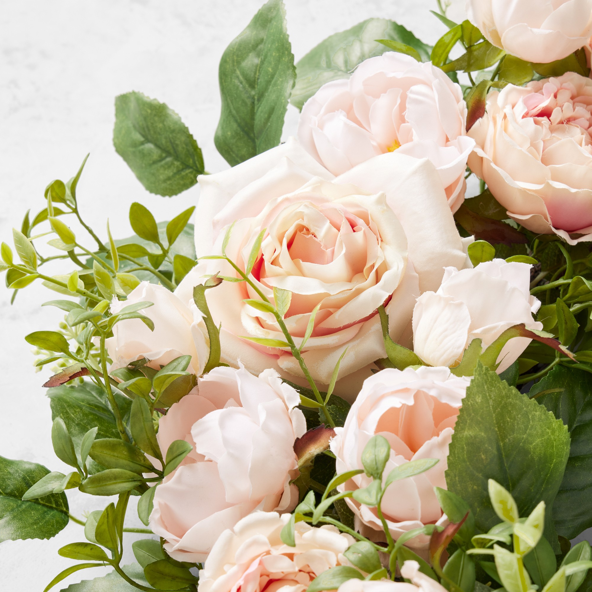 UV Protected Famille Rose Pink Faux Wreath & Garland