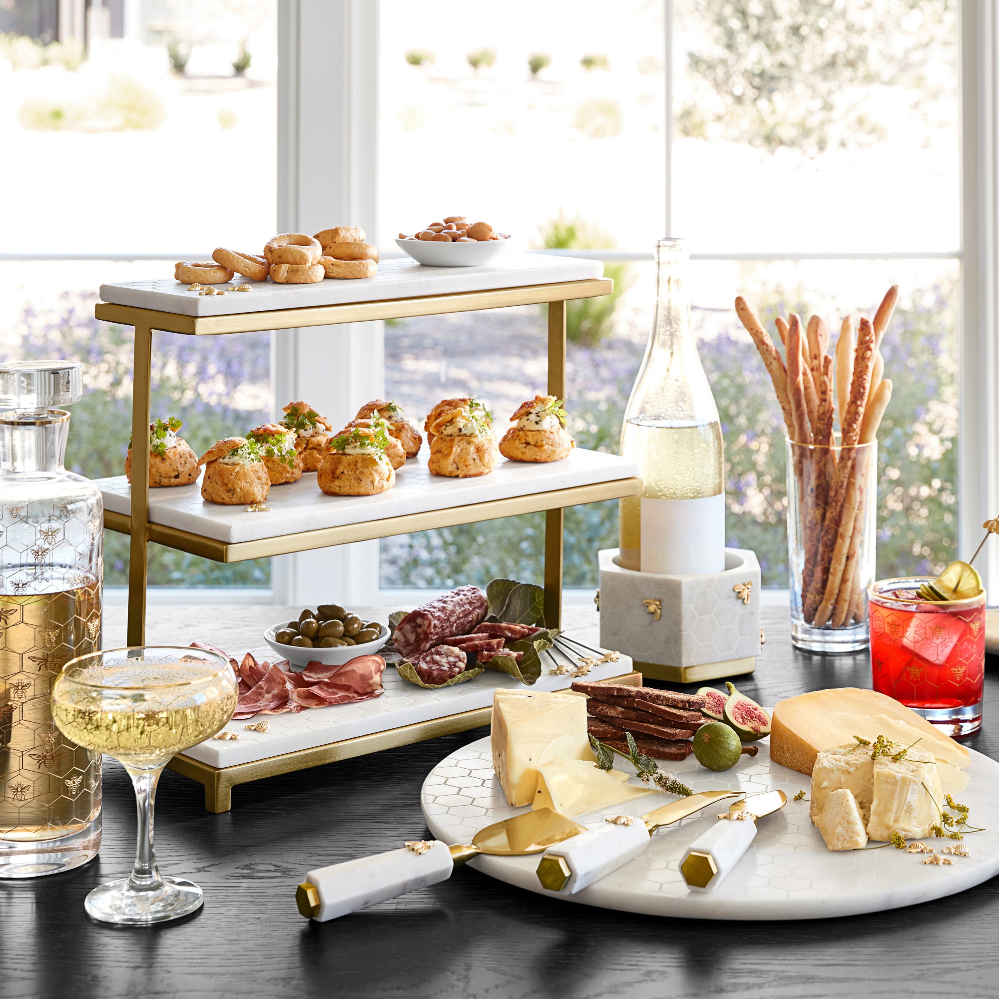 Marble Honeycomb Cheese Knives, Set of 3