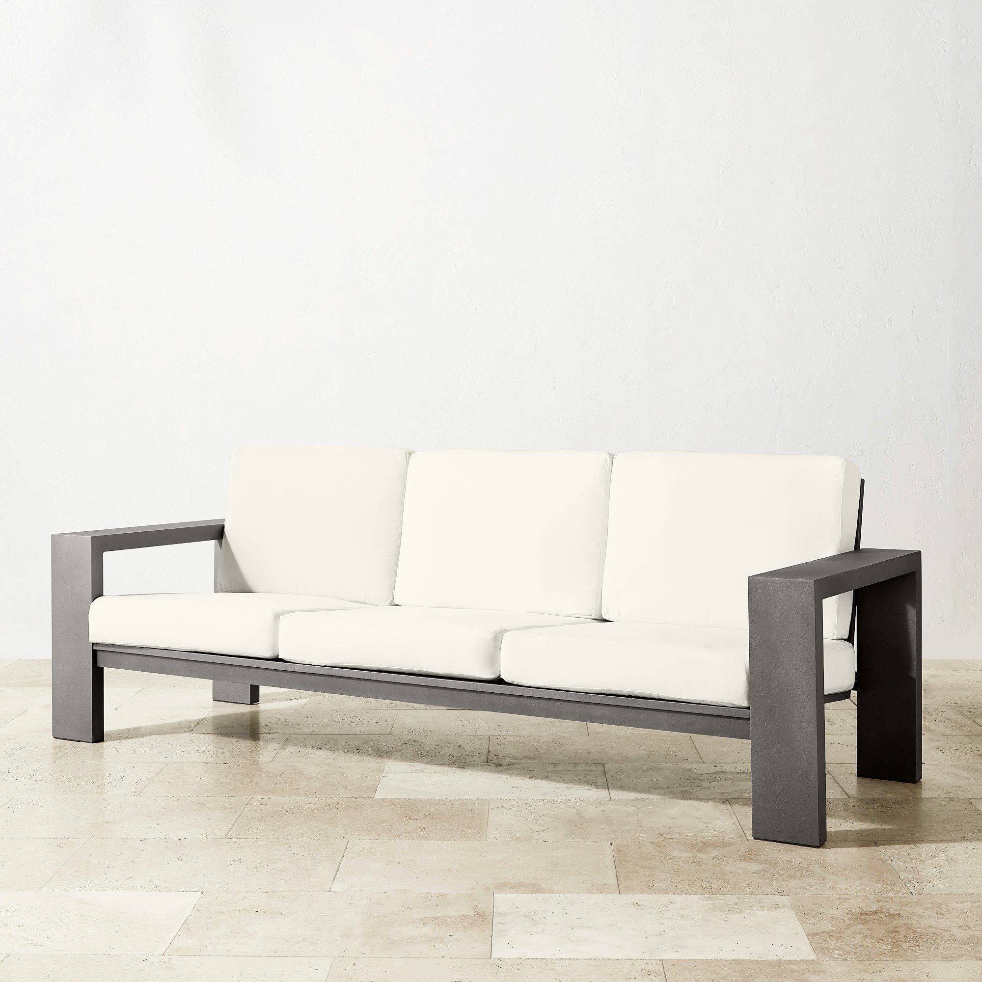 Larnaca Outdoor Slate Grey Metal Sofa (96-107)
